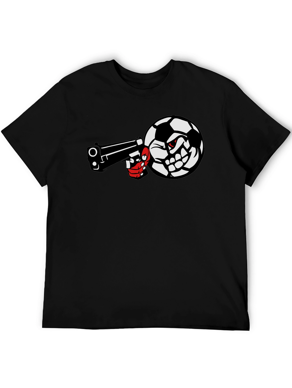 Soccer Ball Pistol Black Graphic Tee