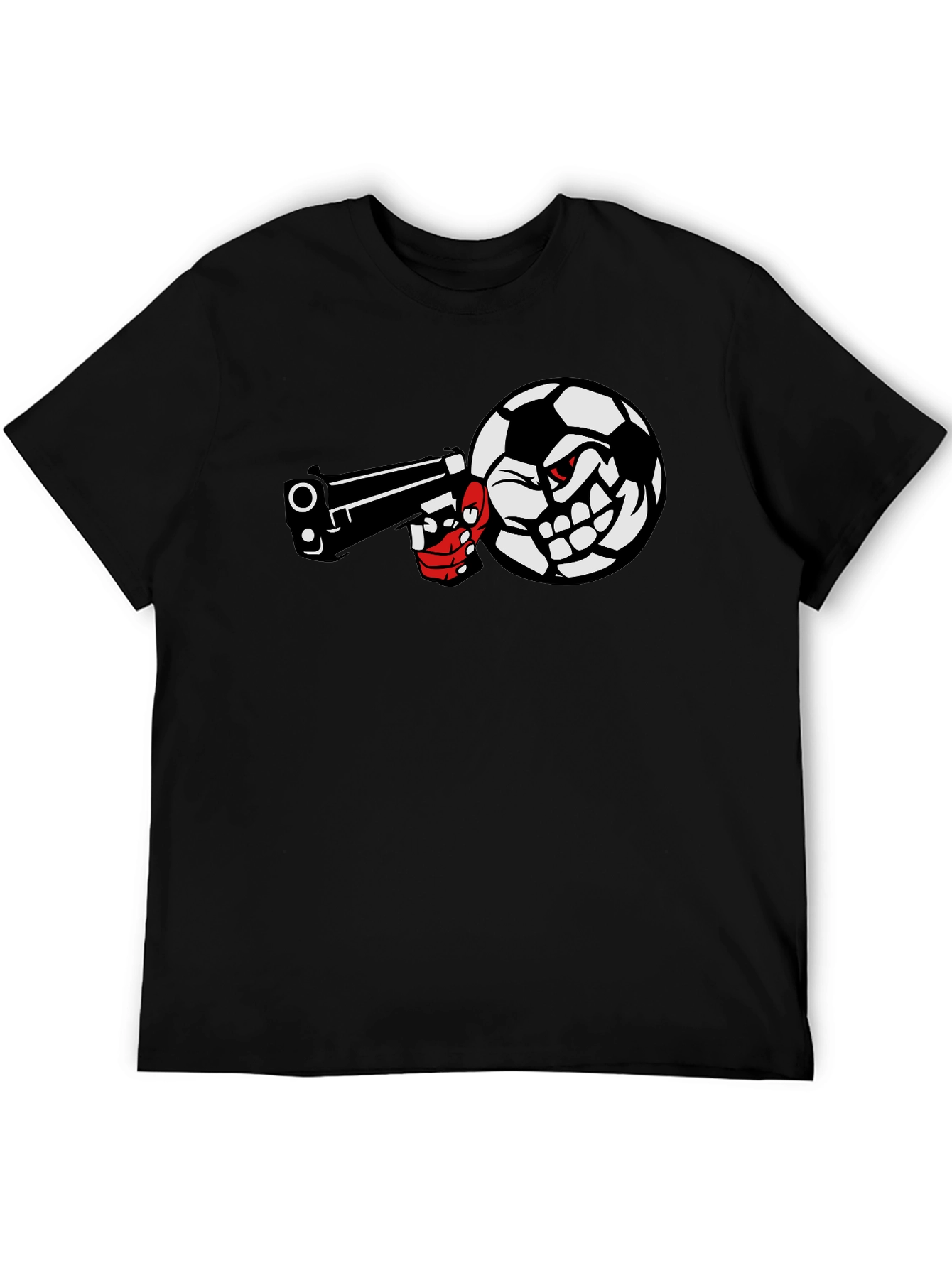 Soccer Ball Pistol Black Graphic Tee