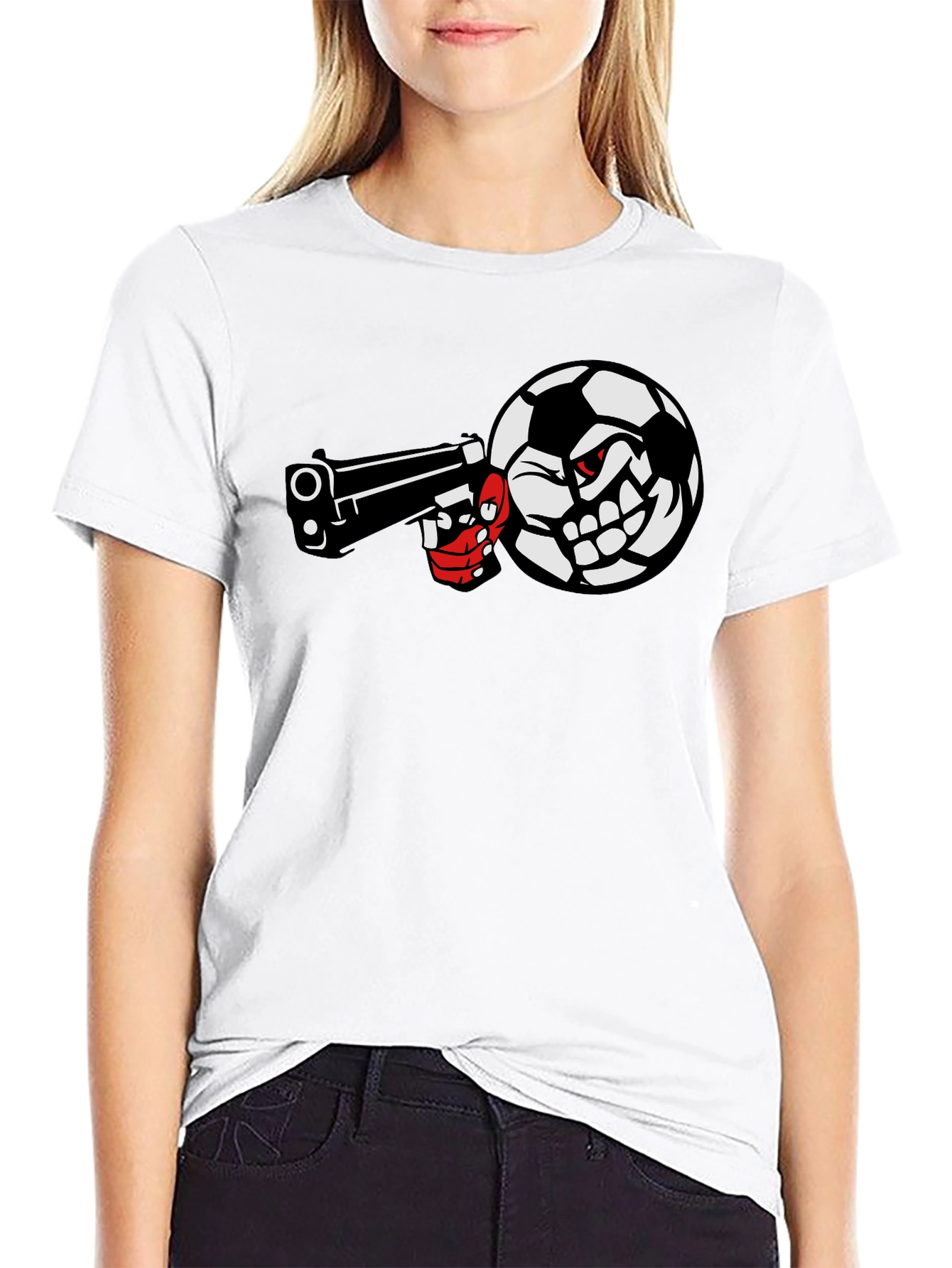Soccer Ball Pistol Black Graphic Tee