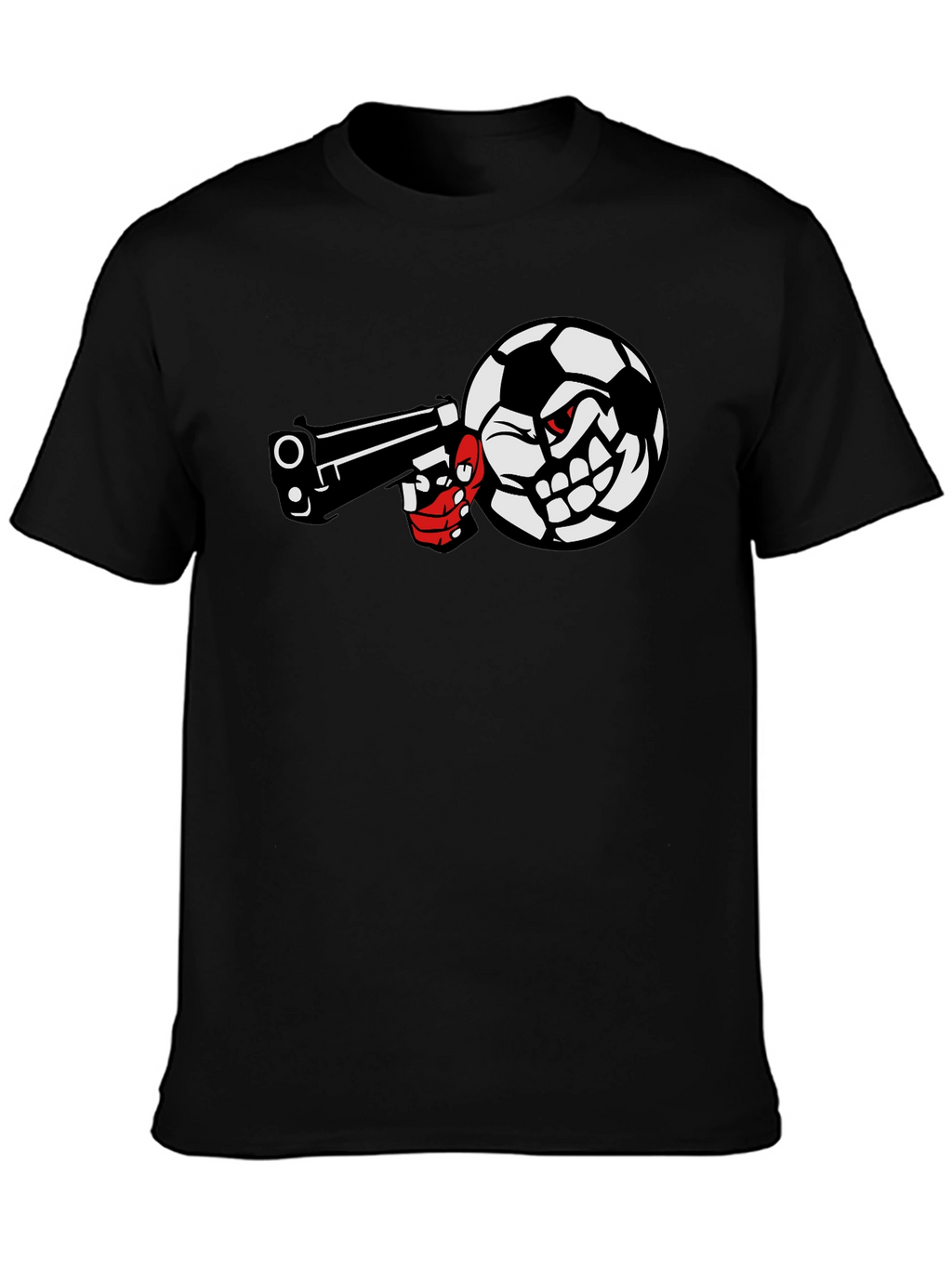 Soccer Ball Pistol Black Graphic Tee