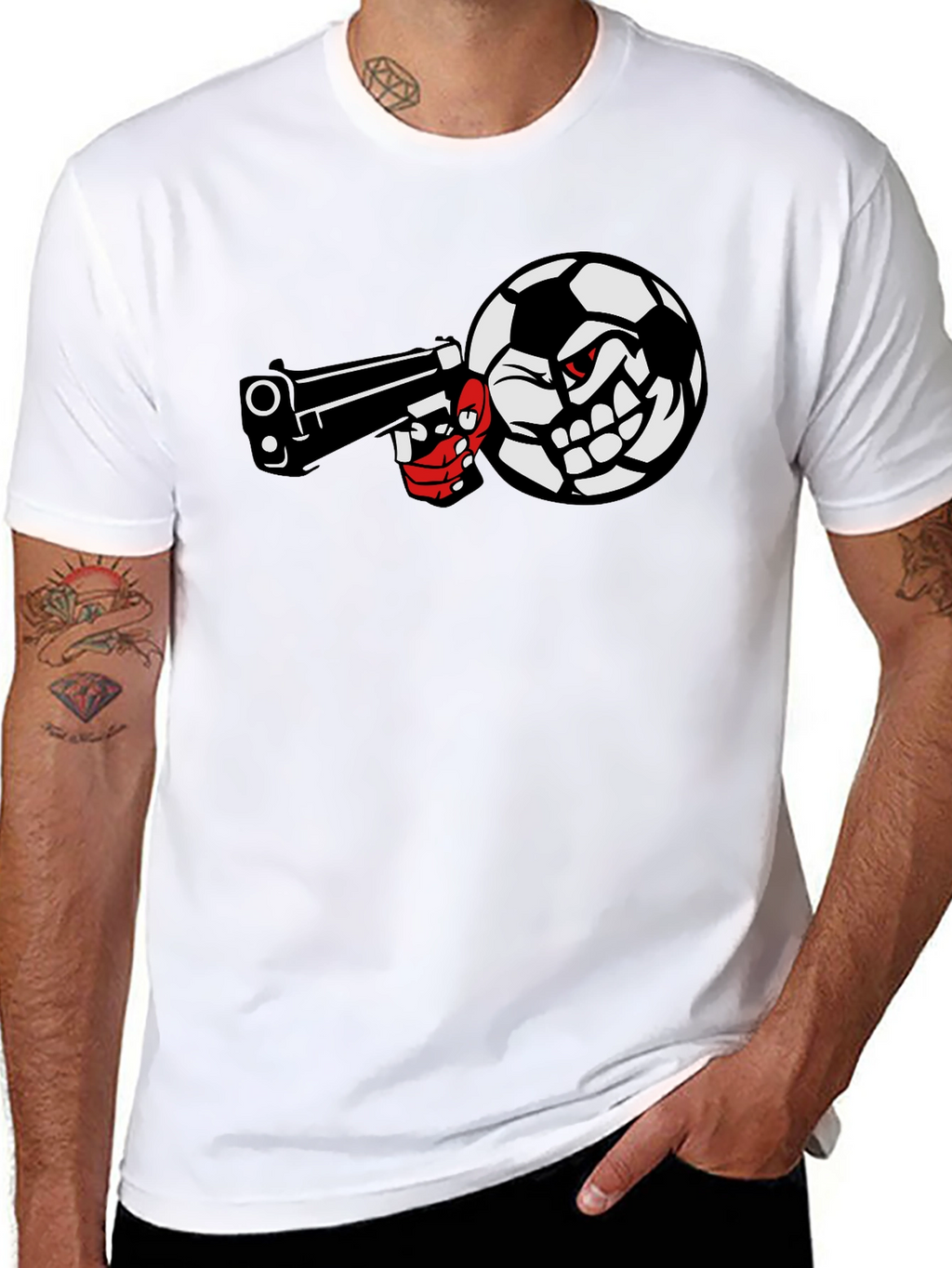 Soccer Ball Pistol Black Graphic Tee