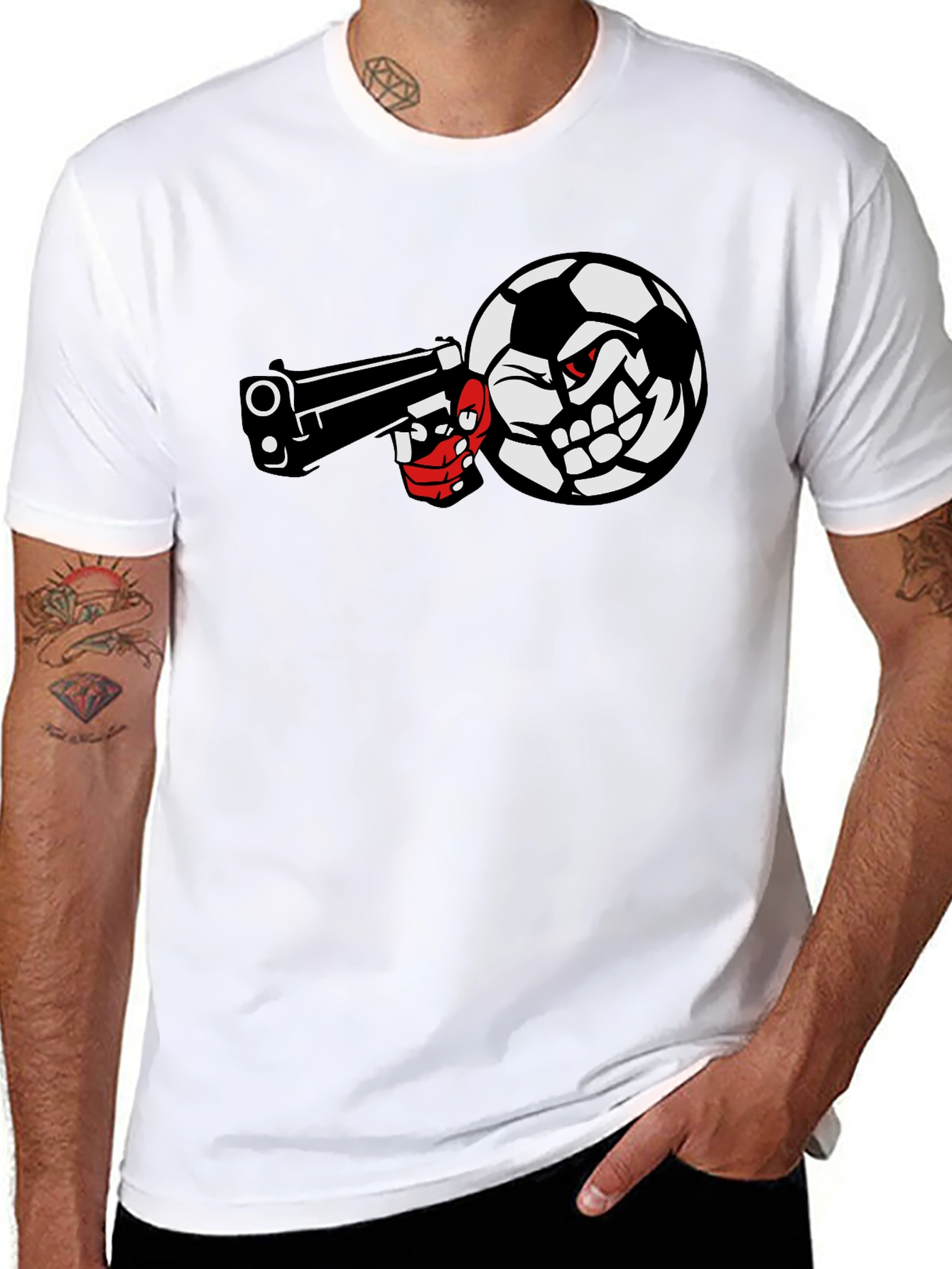 Soccer Ball Pistol Black Graphic Tee