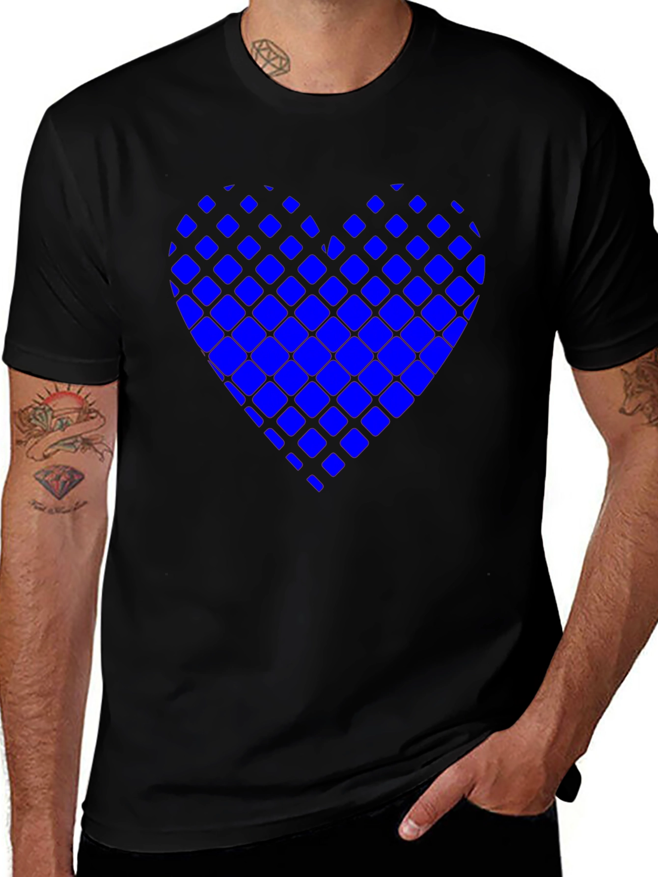 Modern Grid Heart Tee - Stylish Casual Wear