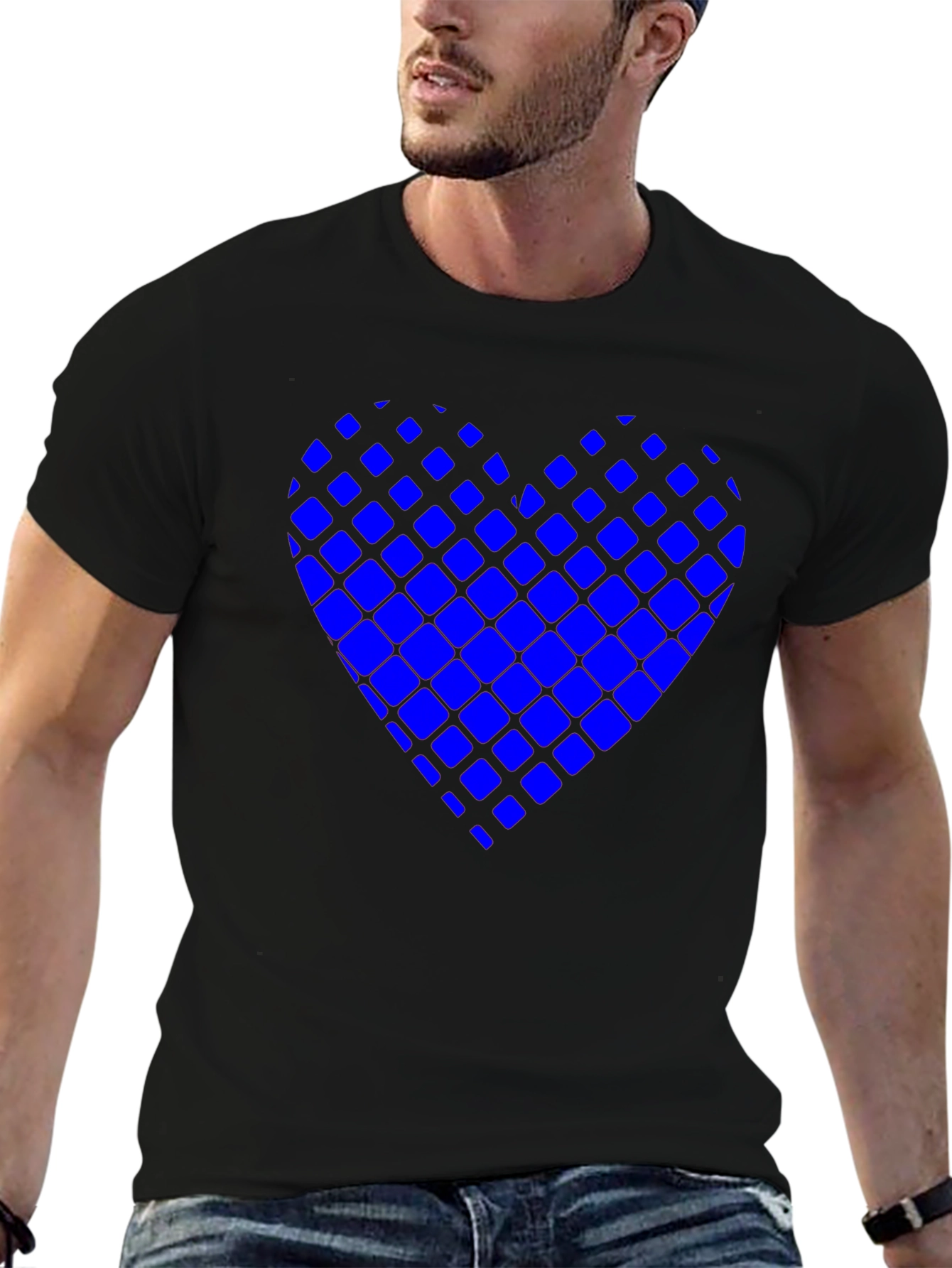 Modern Grid Heart Tee - Stylish Casual Wear