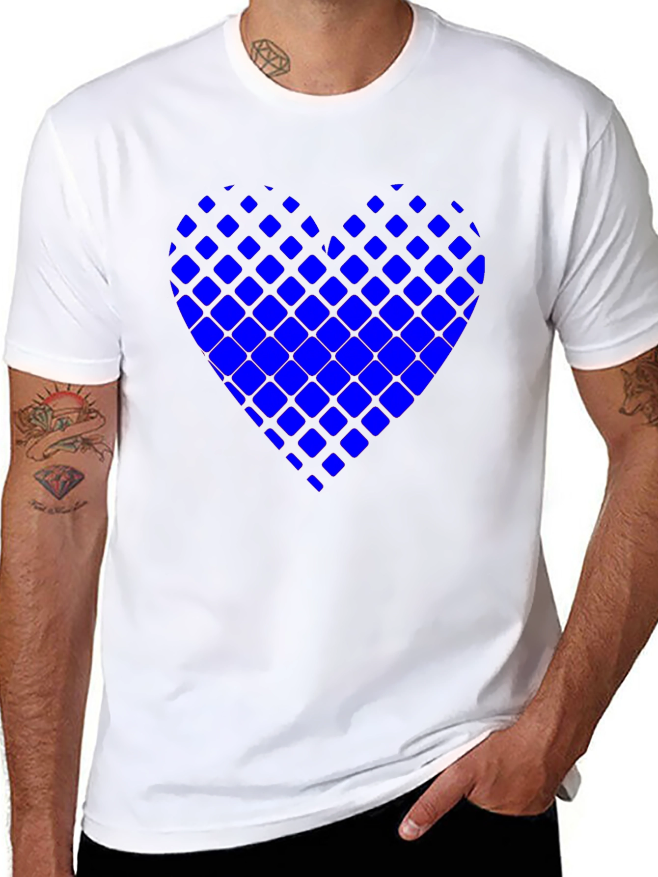 Modern Grid Heart Tee - Stylish Casual Wear