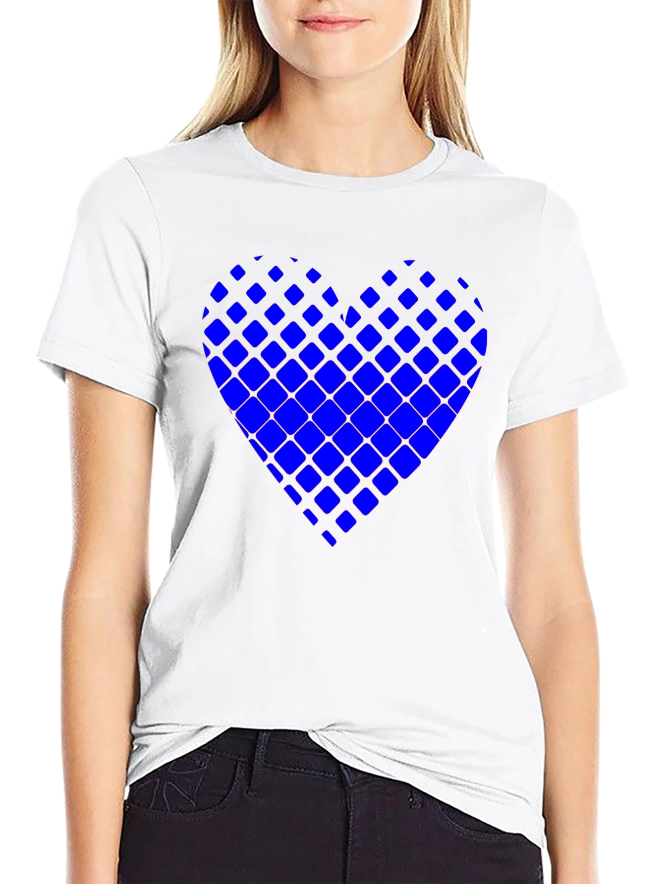 Modern Grid Heart Tee - Stylish Casual Wear