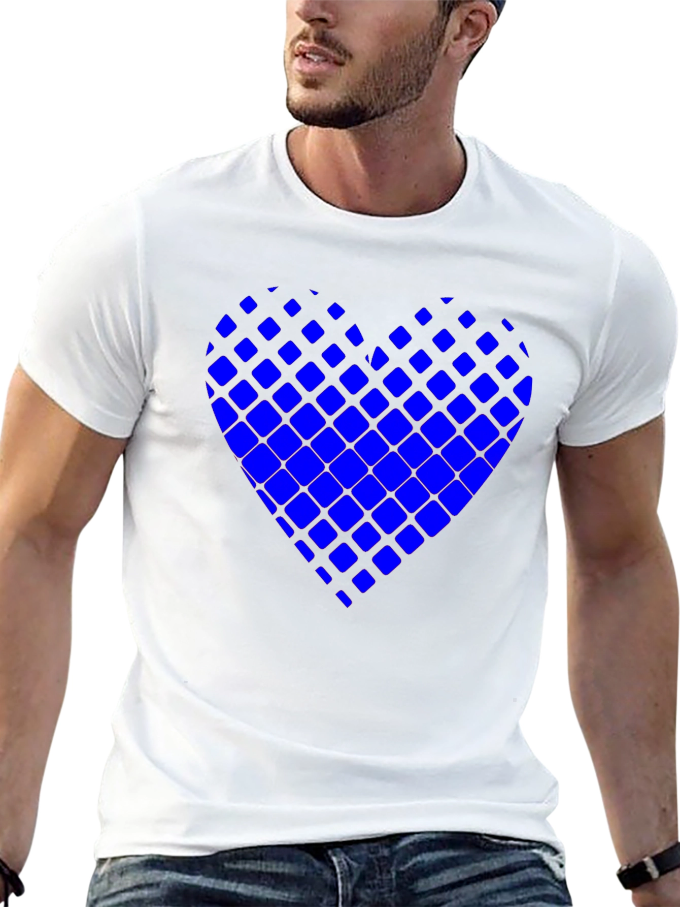Modern Grid Heart Tee - Stylish Casual Wear