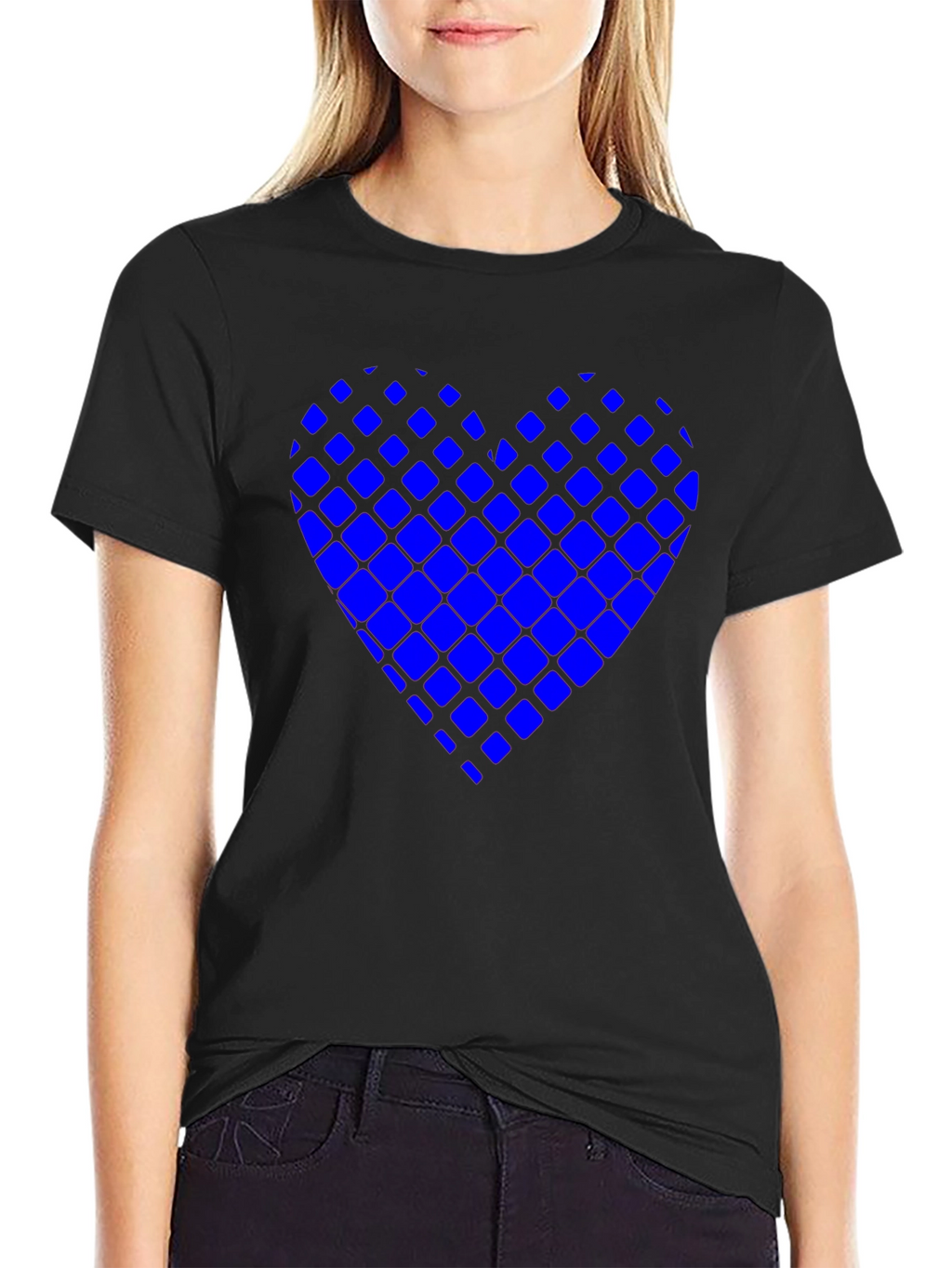 Modern Grid Heart Tee - Stylish Casual Wear