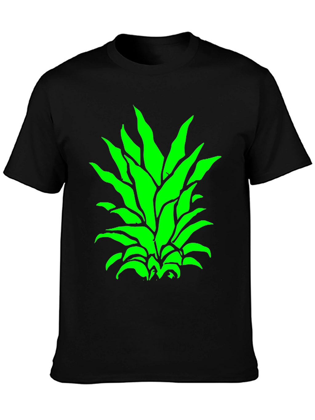 Green Pineapple Top Black T-Shirt