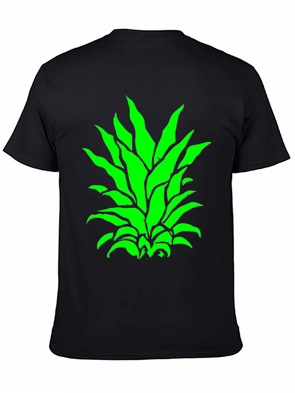 Green Pineapple Top Black T-Shirt