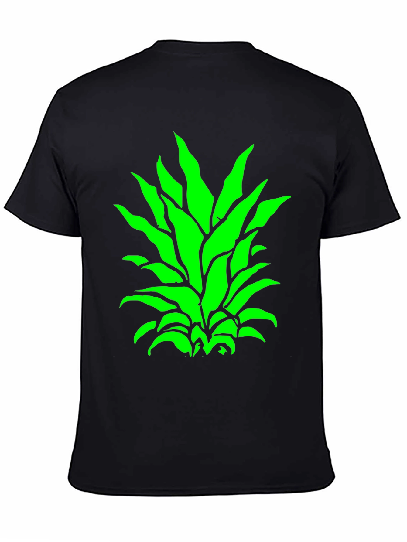 Green Pineapple Top Black T-Shirt