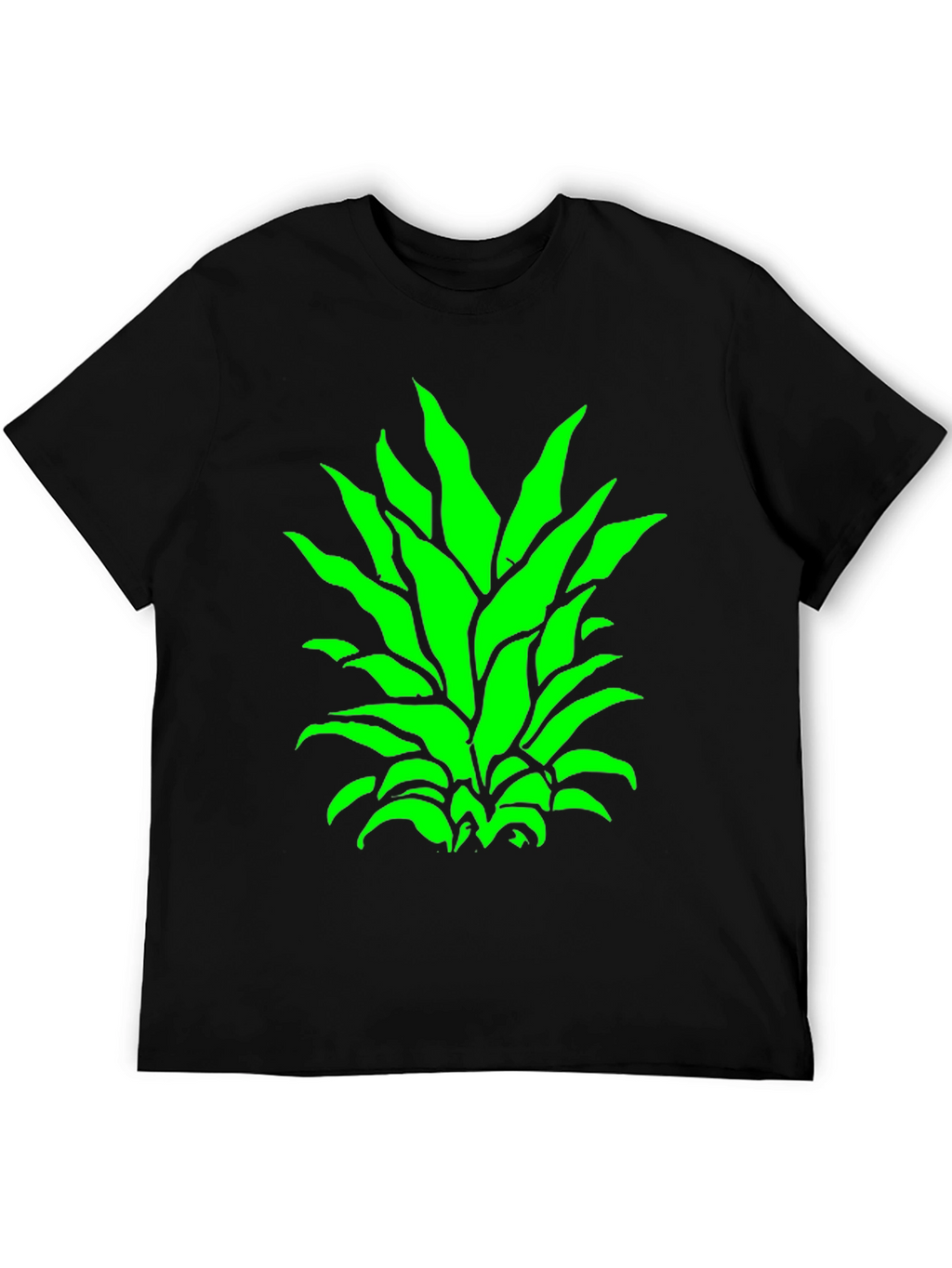 Green Pineapple Top Black T-Shirt