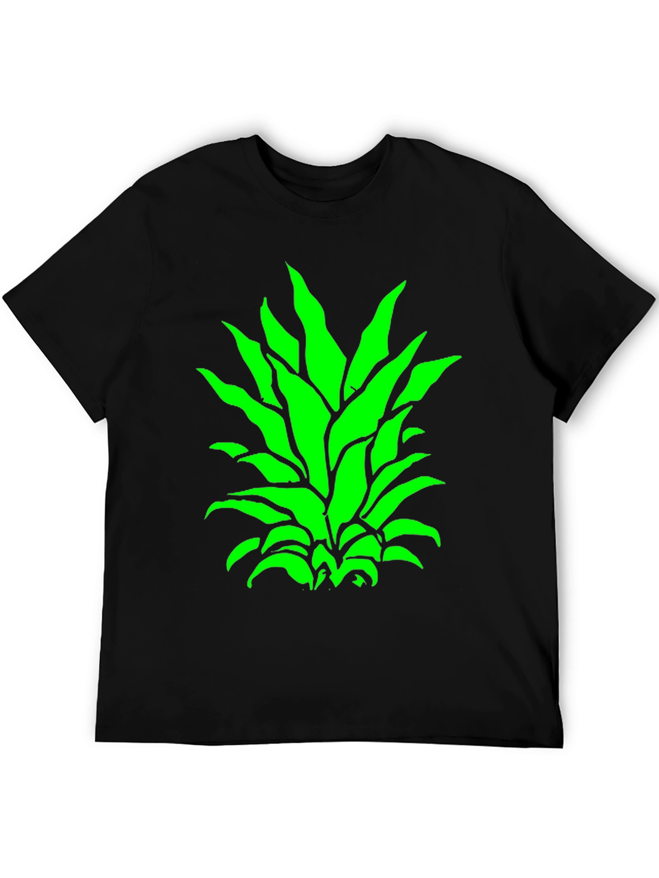 Green Pineapple Top Black T-Shirt