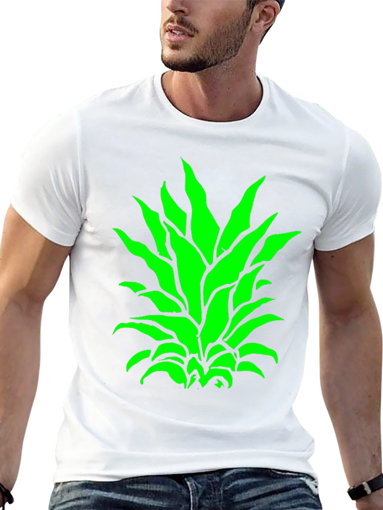Green Pineapple Top Black T-Shirt