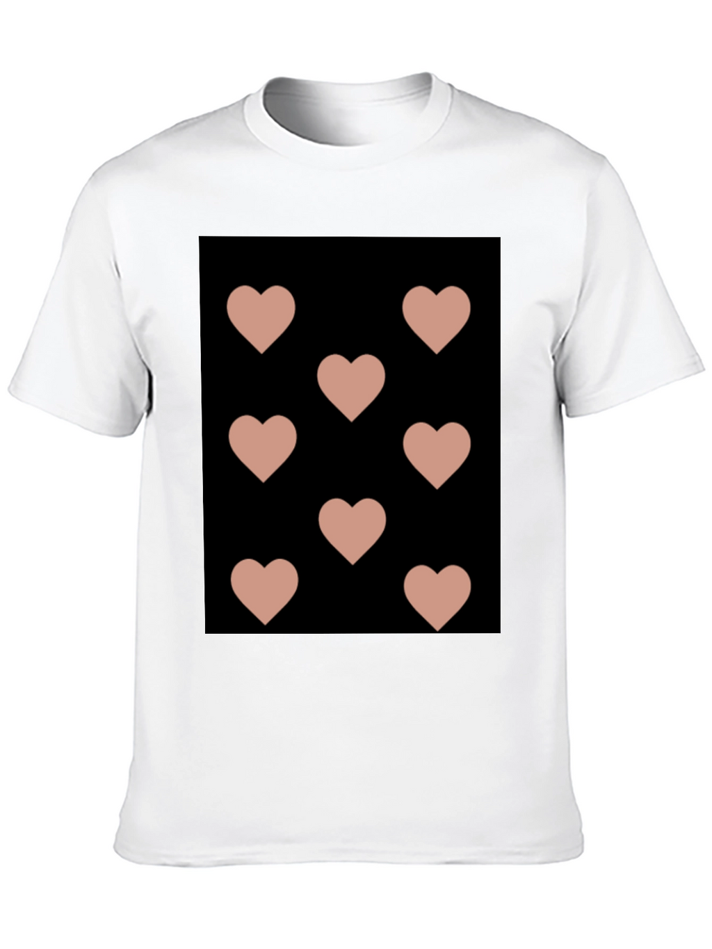 Hearts Pattern Black T-Shirt