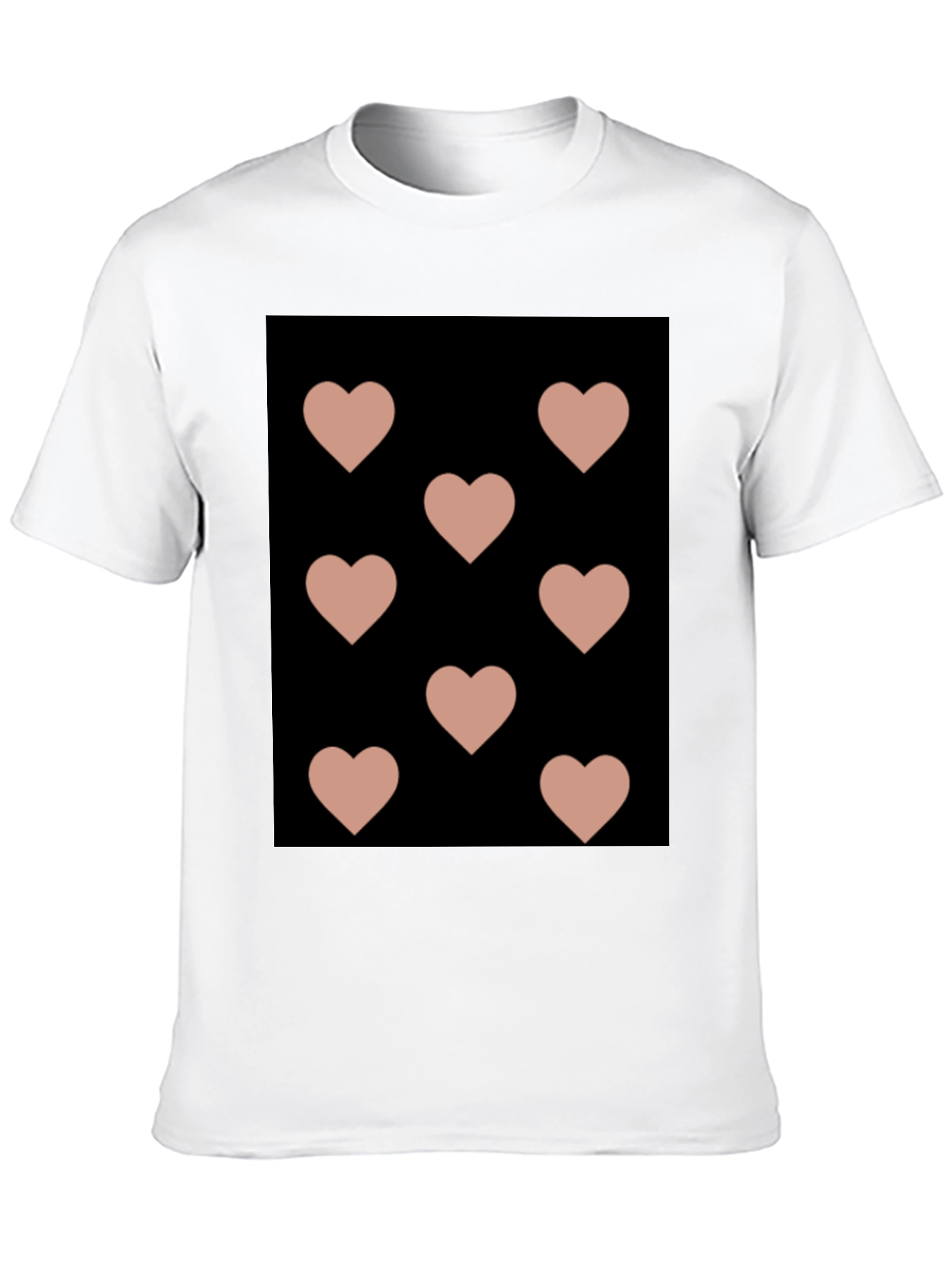 Hearts Pattern Black T-Shirt