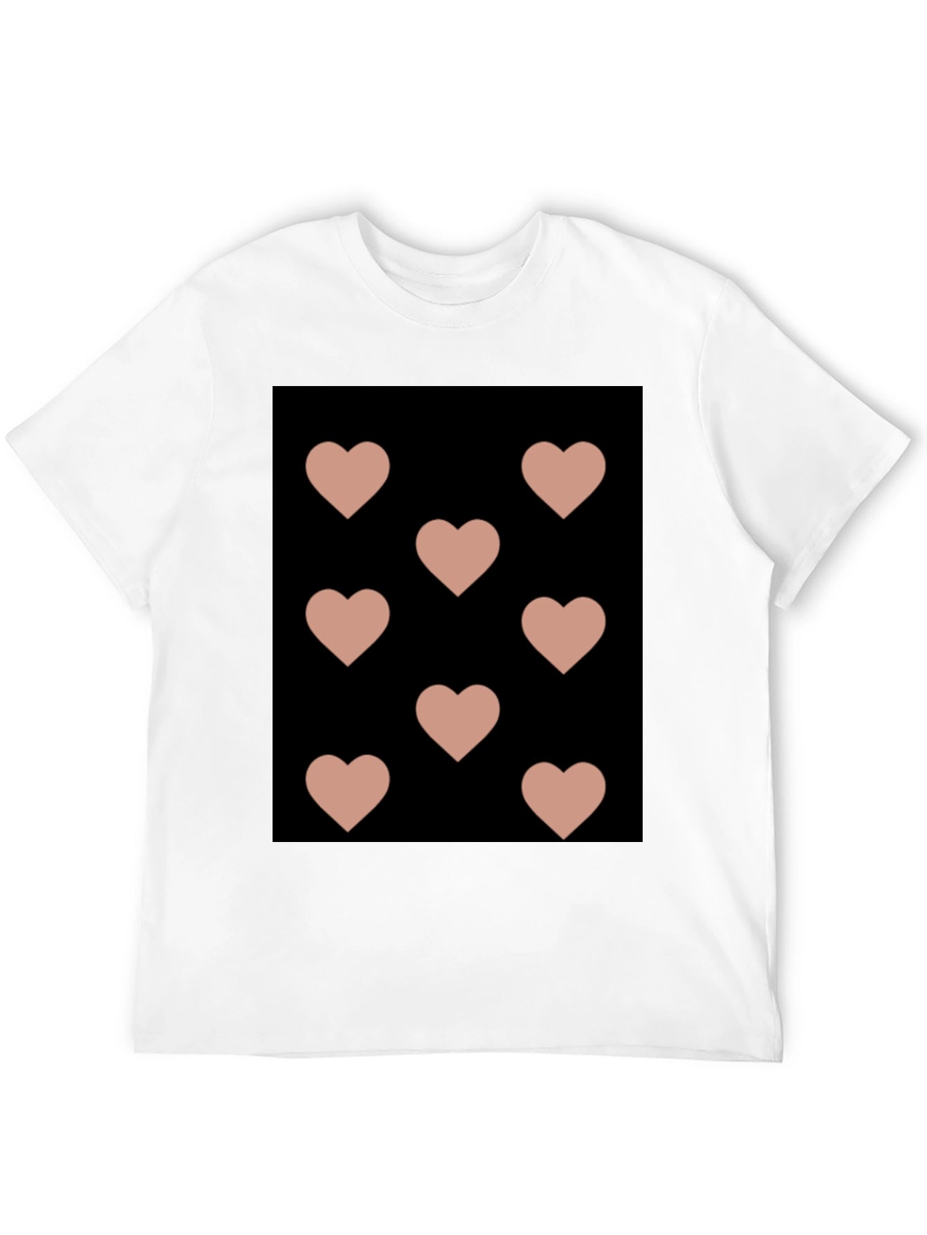 Hearts Pattern Black T-Shirt