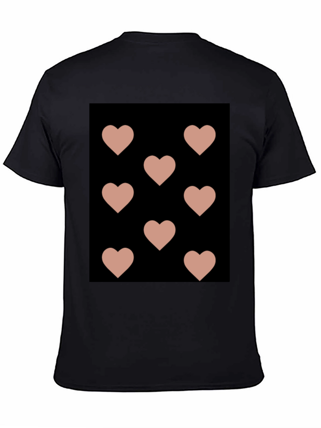 Hearts Pattern Black T-Shirt