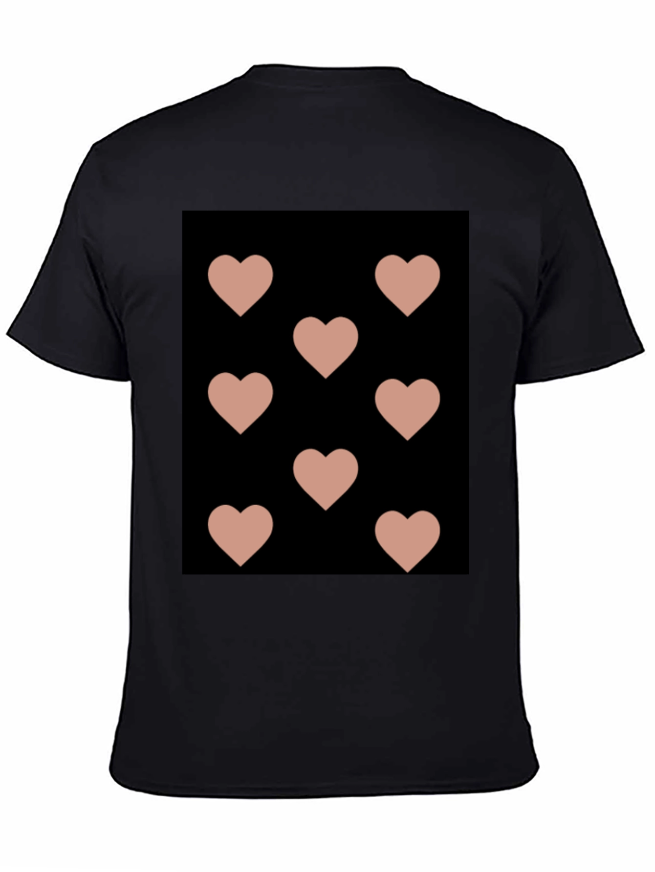 Hearts Pattern Black T-Shirt