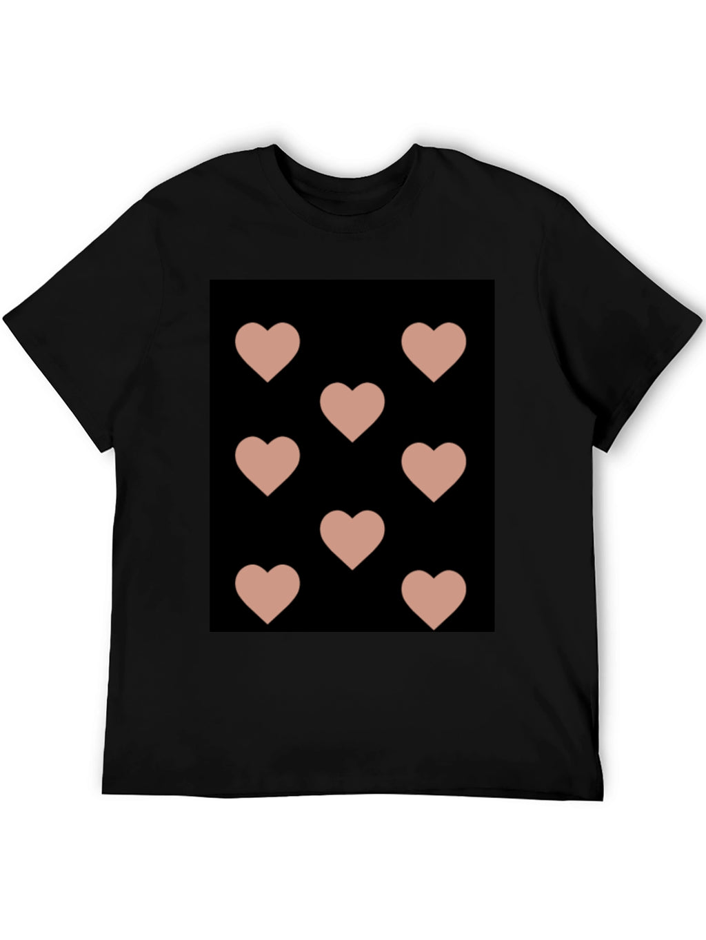 Hearts Pattern Black T-Shirt