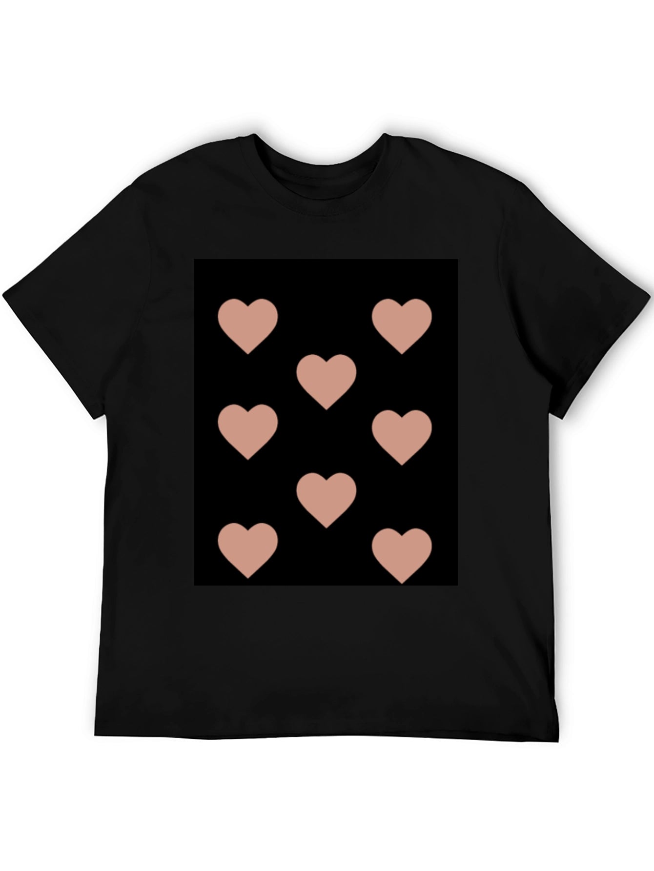 Hearts Pattern Black T-Shirt