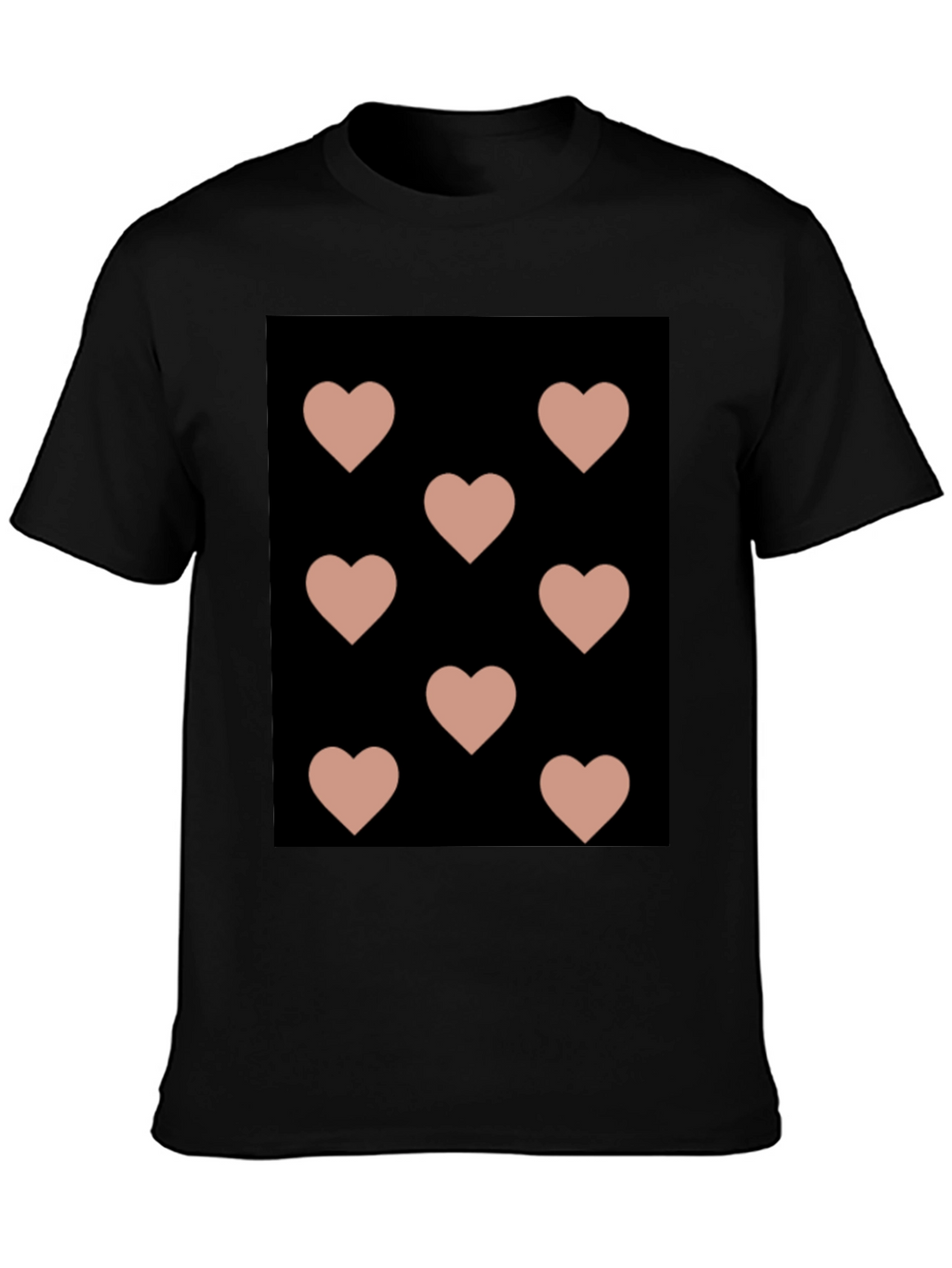 Hearts Pattern Black T-Shirt