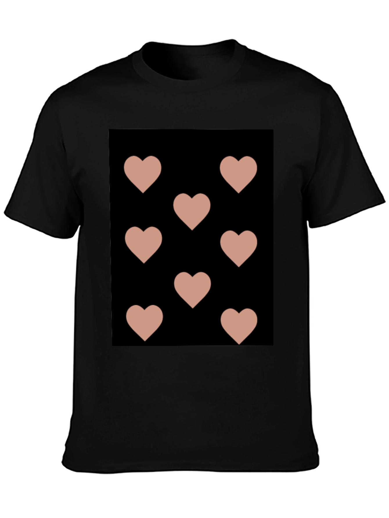 Hearts Pattern Black T-Shirt