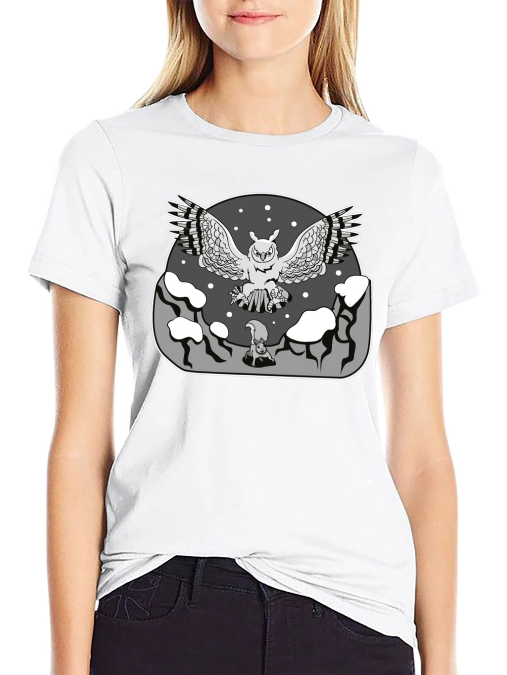 Owl vs Squirrel Graphic T-Shirt