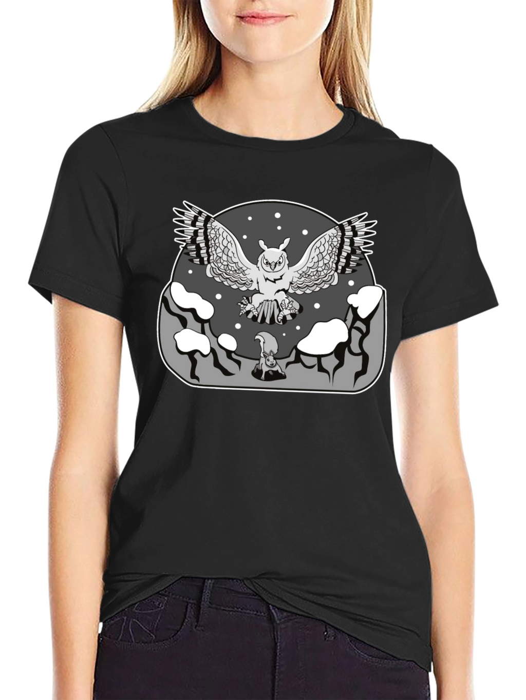 Owl vs Squirrel Graphic T-Shirt