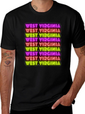West Virginia Neon Text Black T-Shirt