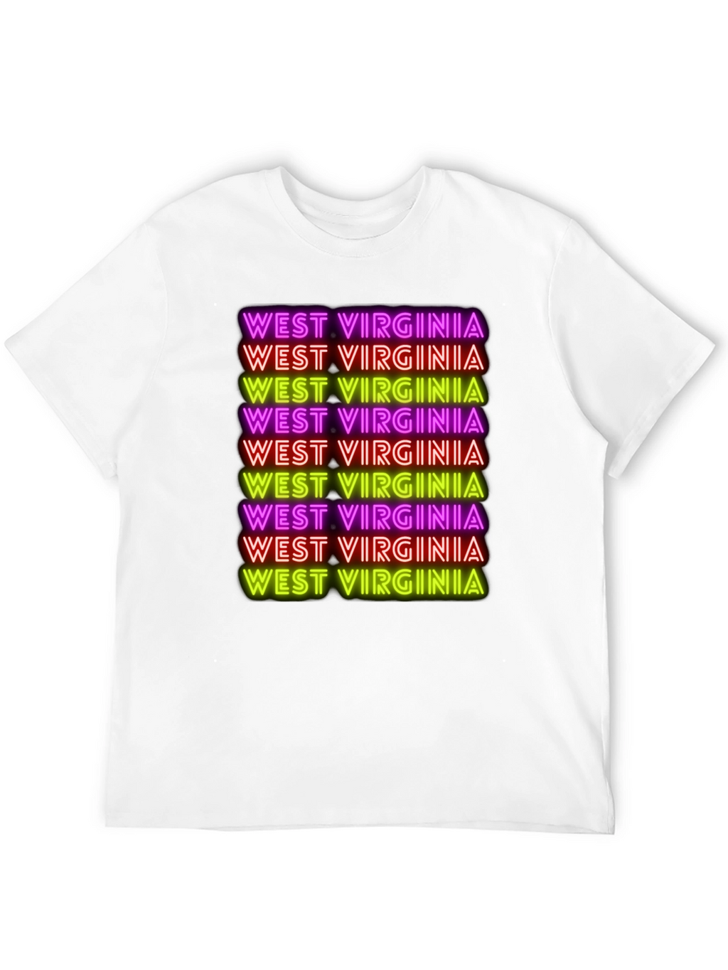 West Virginia Neon Text Black T-Shirt