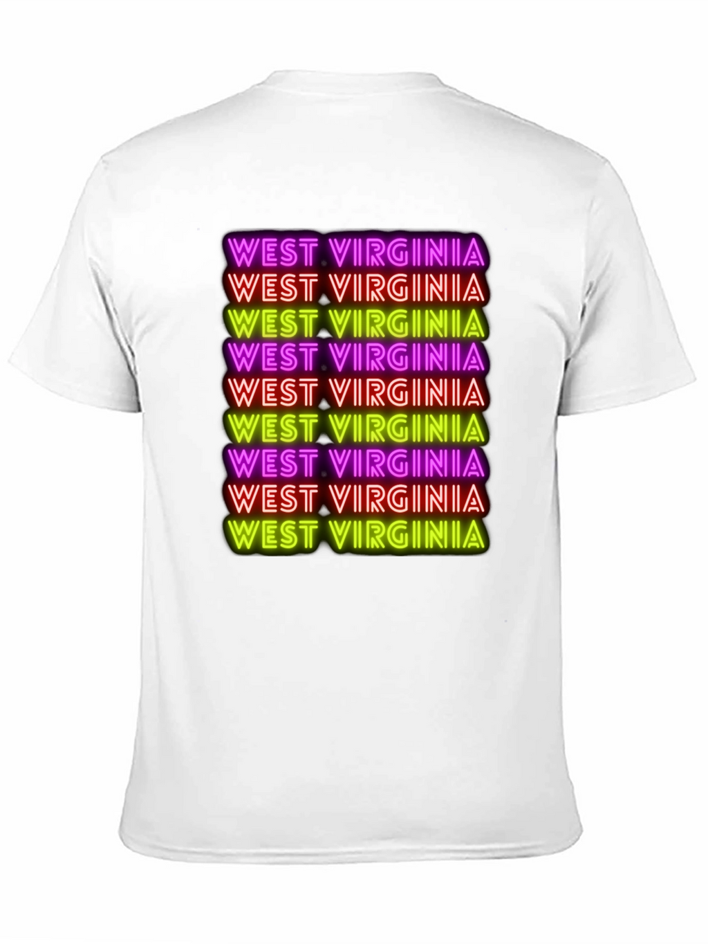 West Virginia Neon Text Black T-Shirt