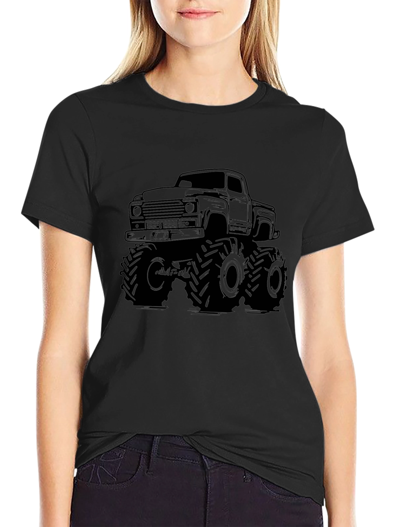 Monster Truck Graphic Tee - Black Cotton T-Shirt