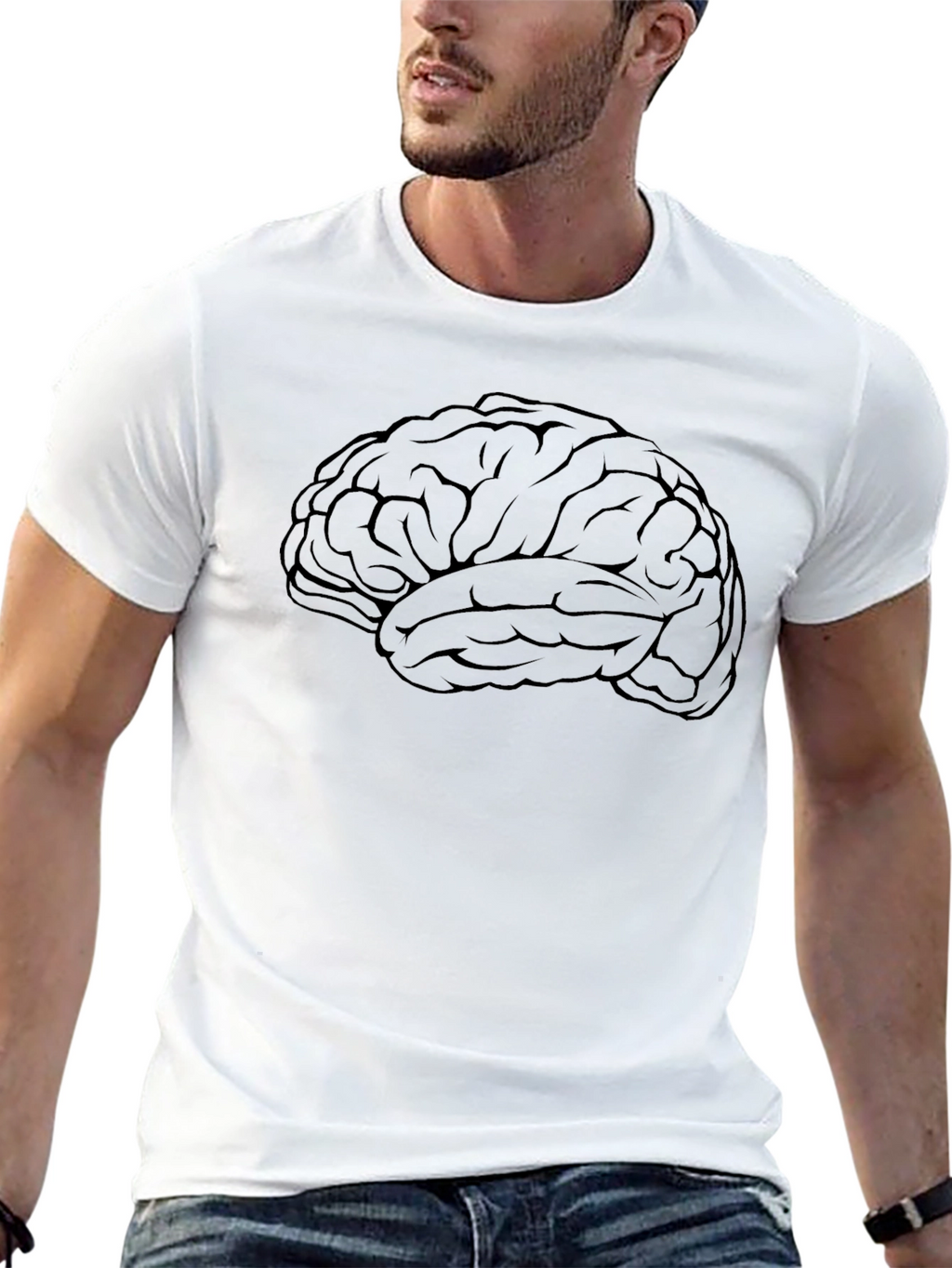 Brain Graphic Print Black T-Shirt