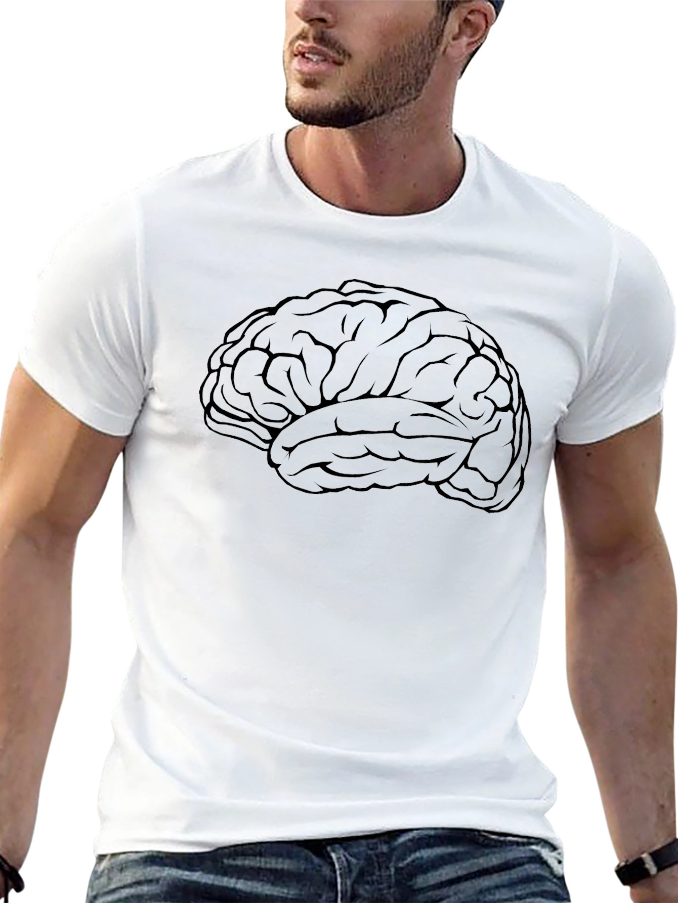 Brain Graphic Print Black T-Shirt
