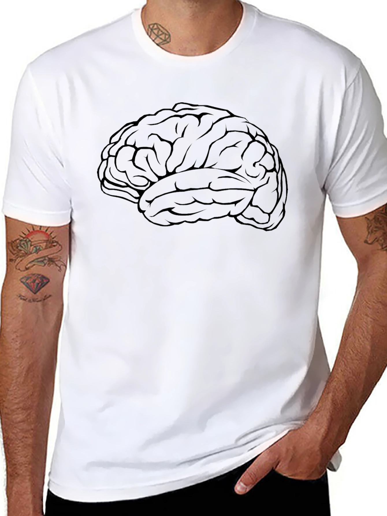 Brain Graphic Print Black T-Shirt