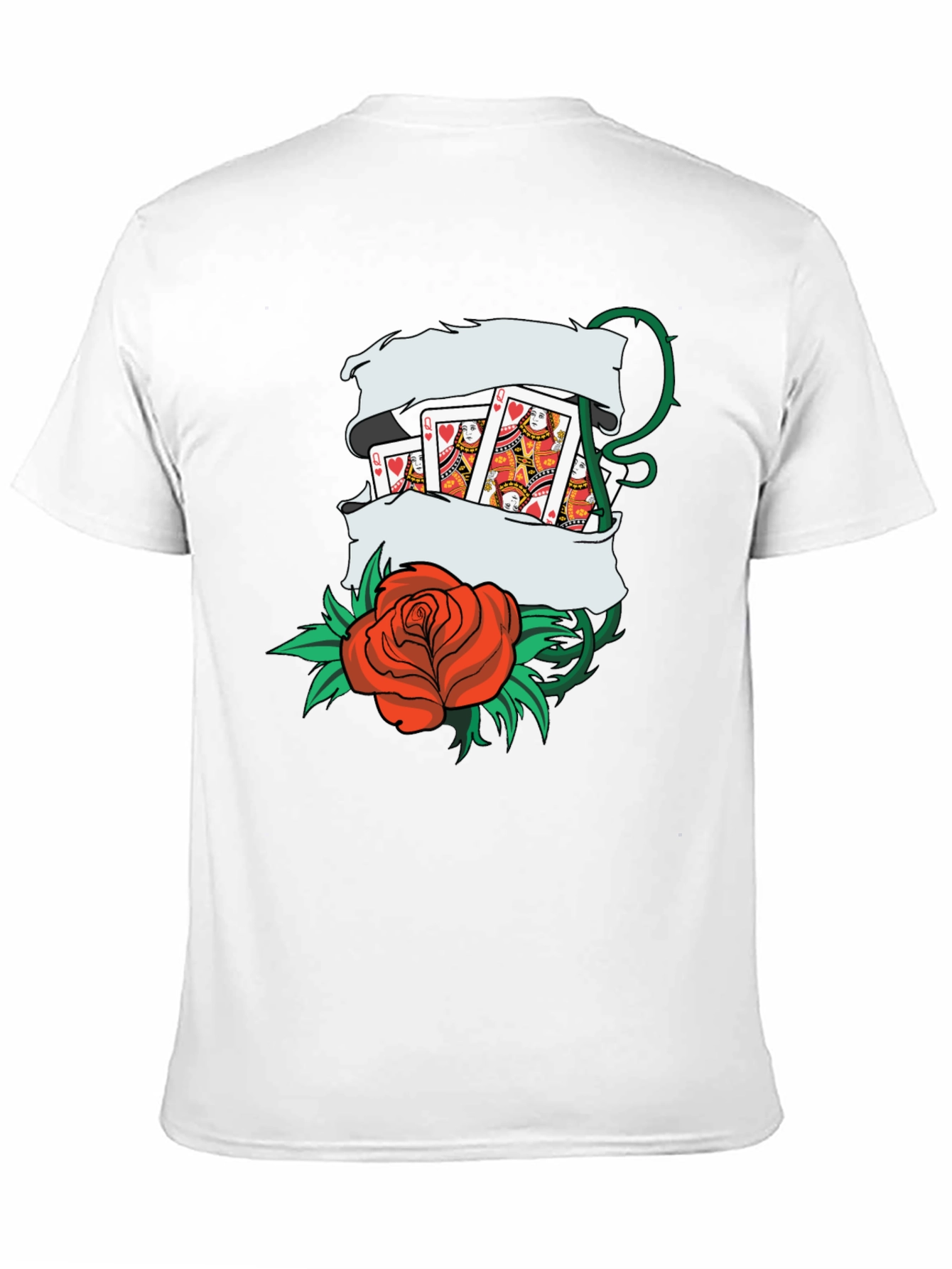 Playing Card Rose Tattoo Style Graphic T-Shirt