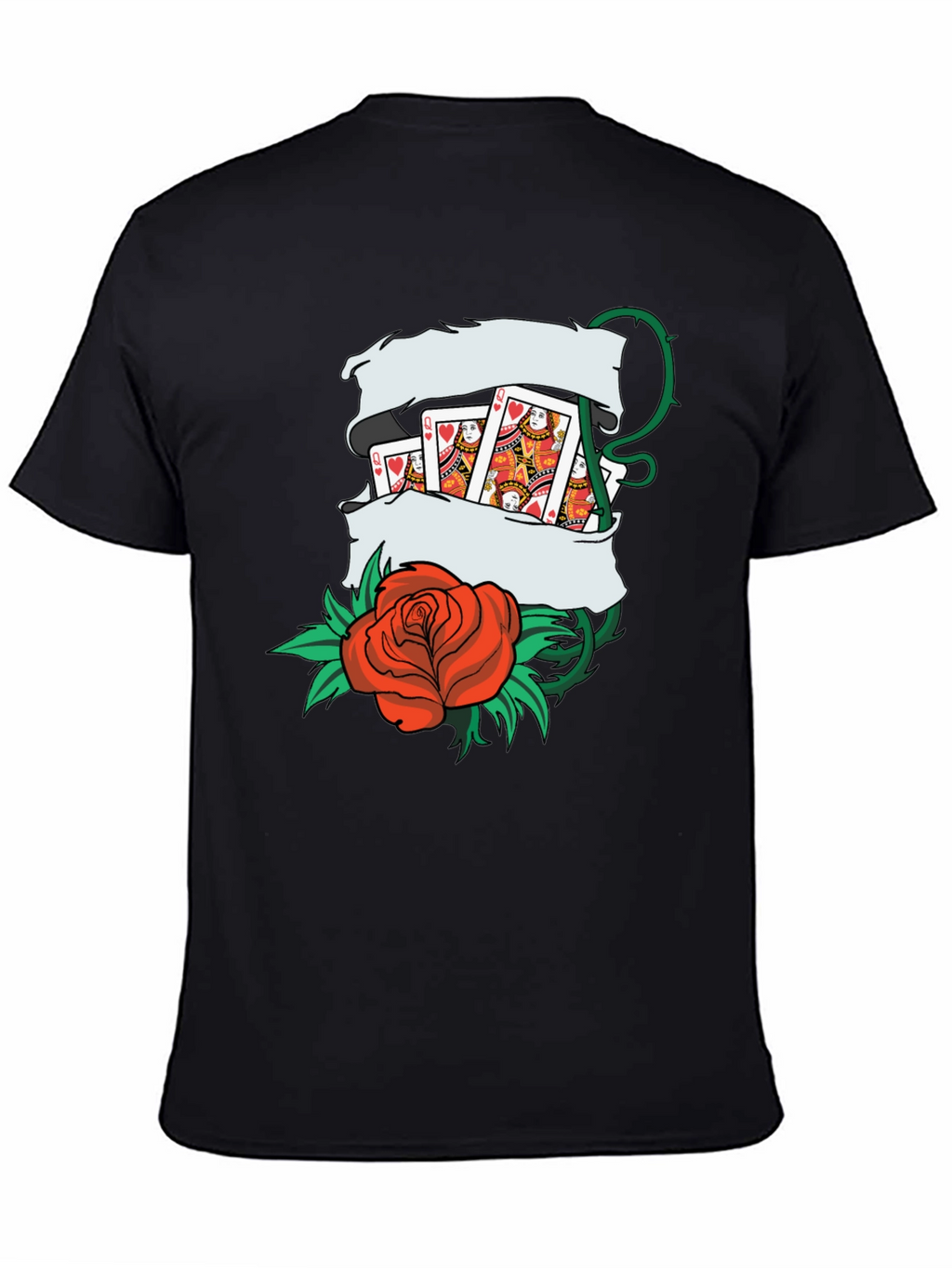 Playing Card Rose Tattoo Style Graphic T-Shirt