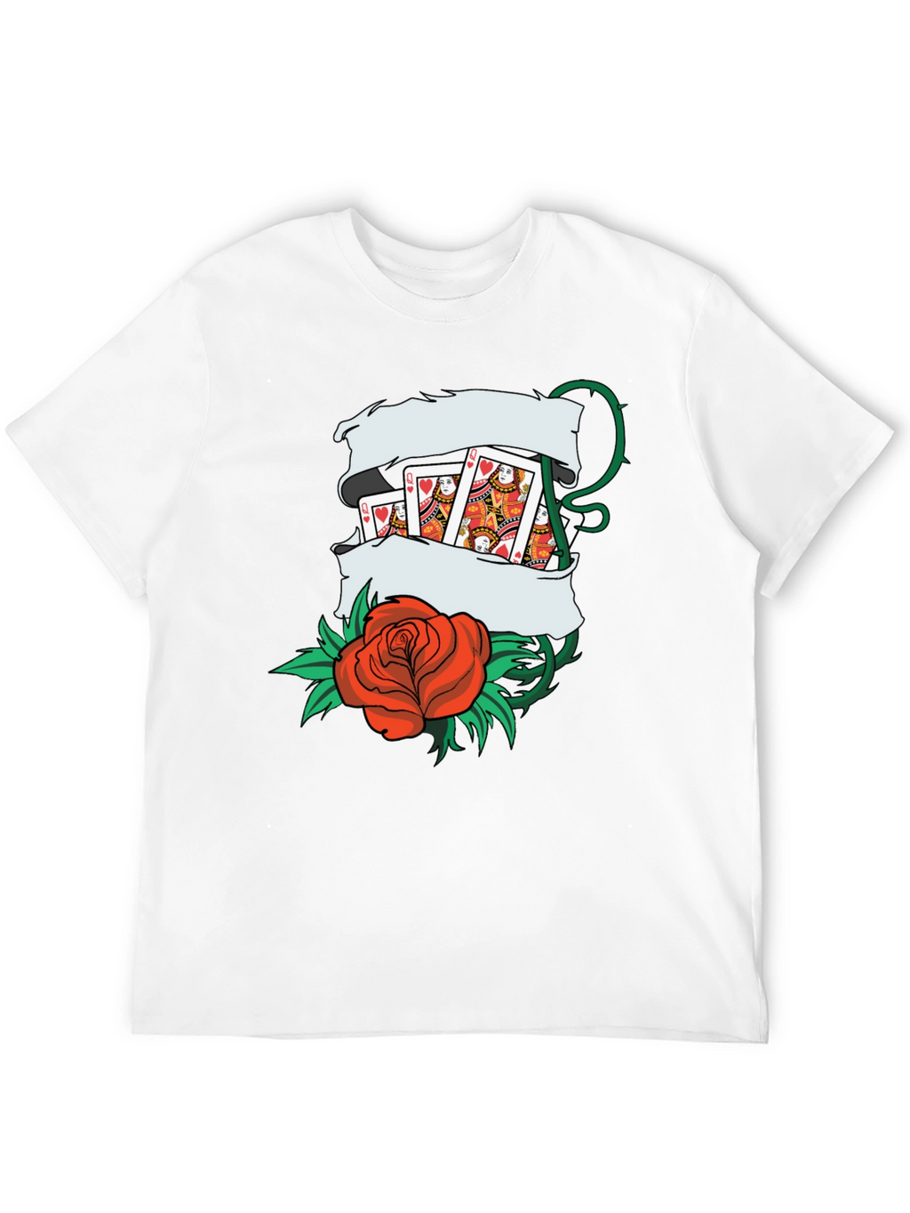 Playing Card Rose Tattoo Style Graphic T-Shirt