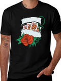 Playing Card Rose Tattoo Style Graphic T-Shirt