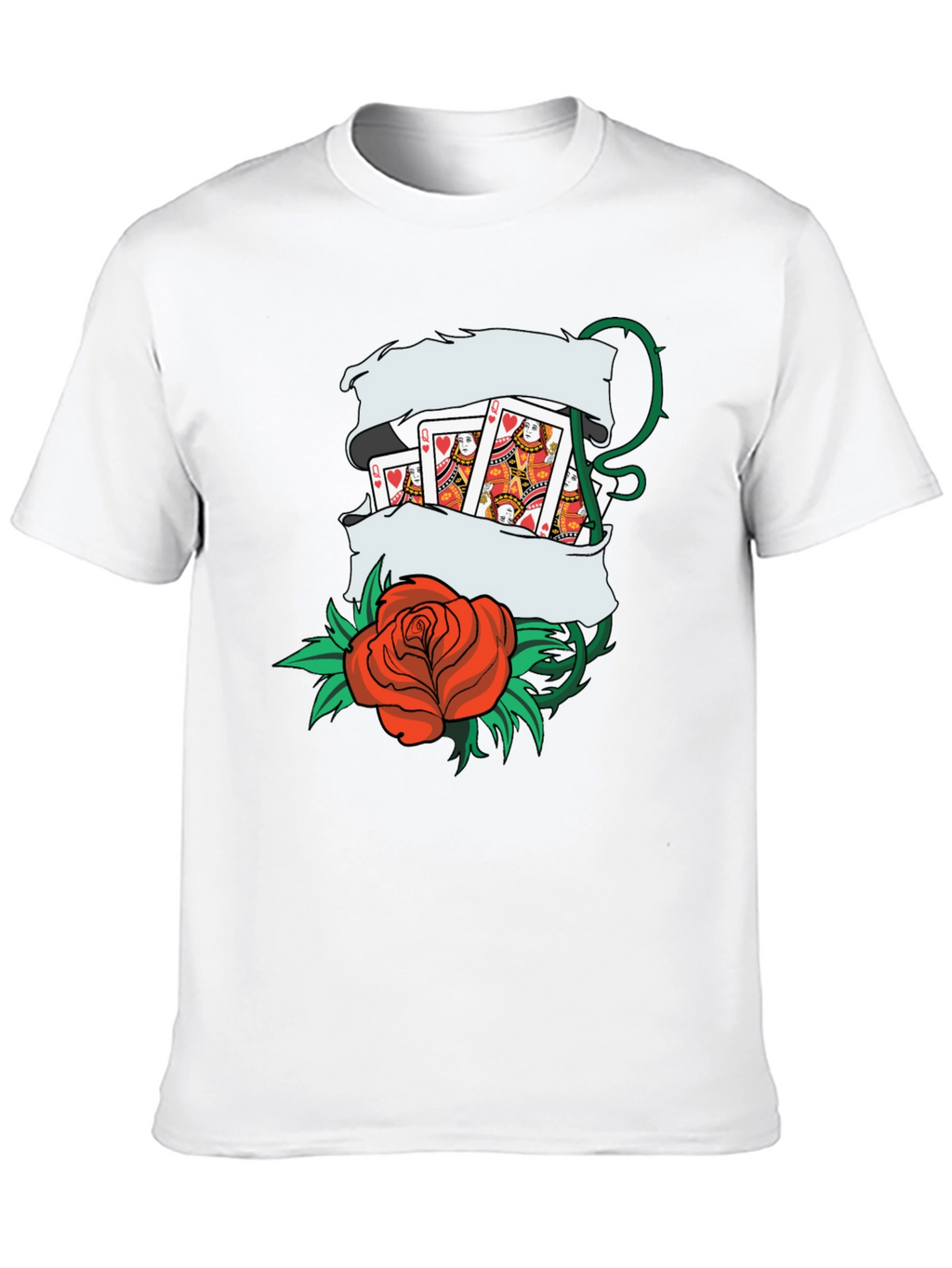 Playing Card Rose Tattoo Style Graphic T-Shirt