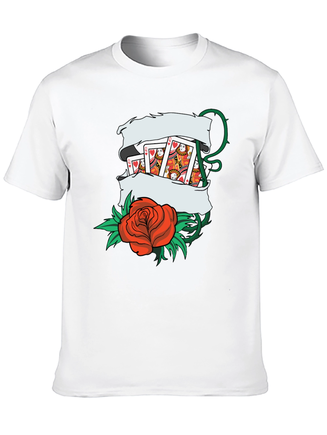 Playing Card Rose Tattoo Style Graphic T-Shirt