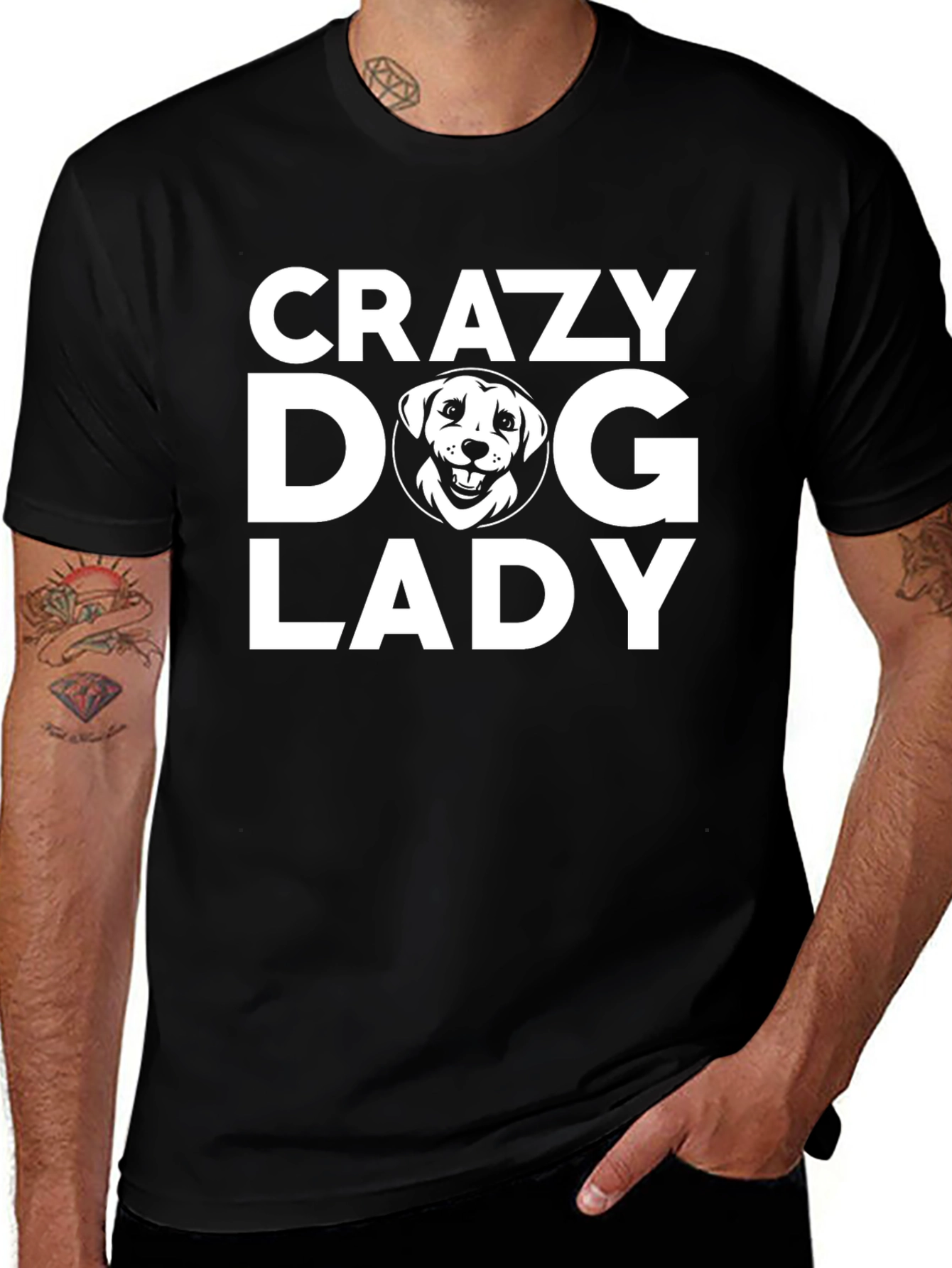 Crazy Dog Lady T-Shirt - Black Cotton Tee