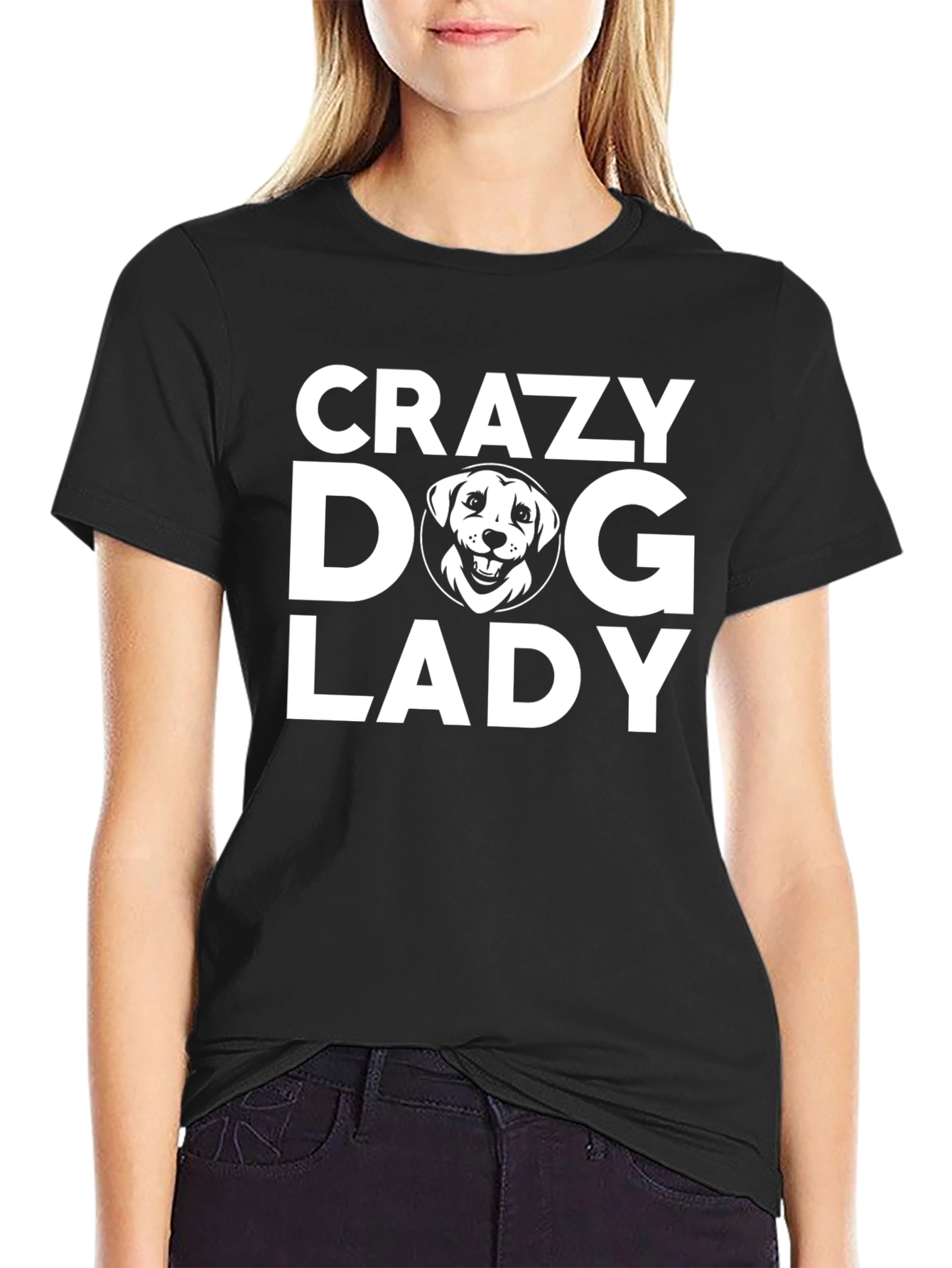 Crazy Dog Lady T-Shirt - Black Cotton Tee