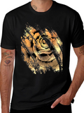 Golden Rose Graphic Black T-Shirt
