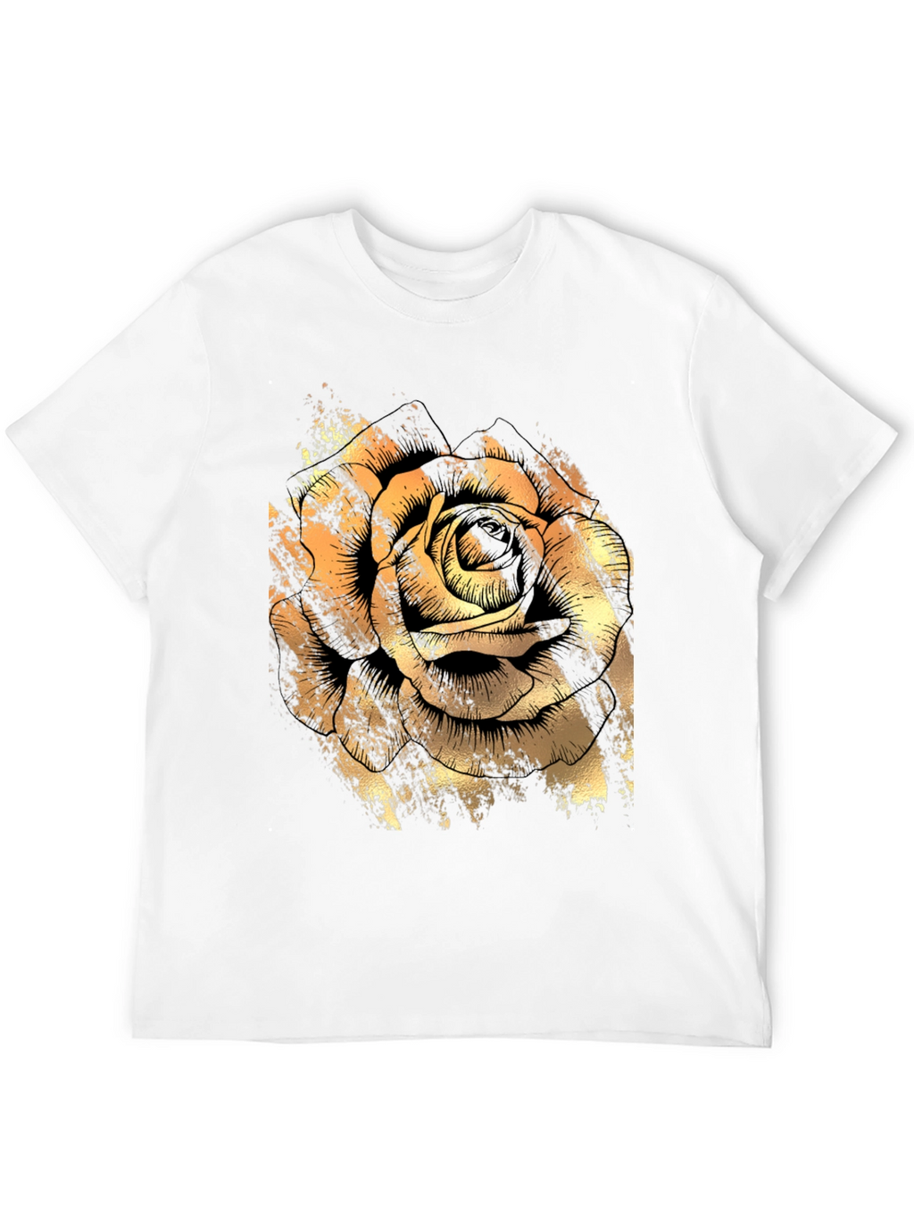 Golden Rose Graphic Black T-Shirt