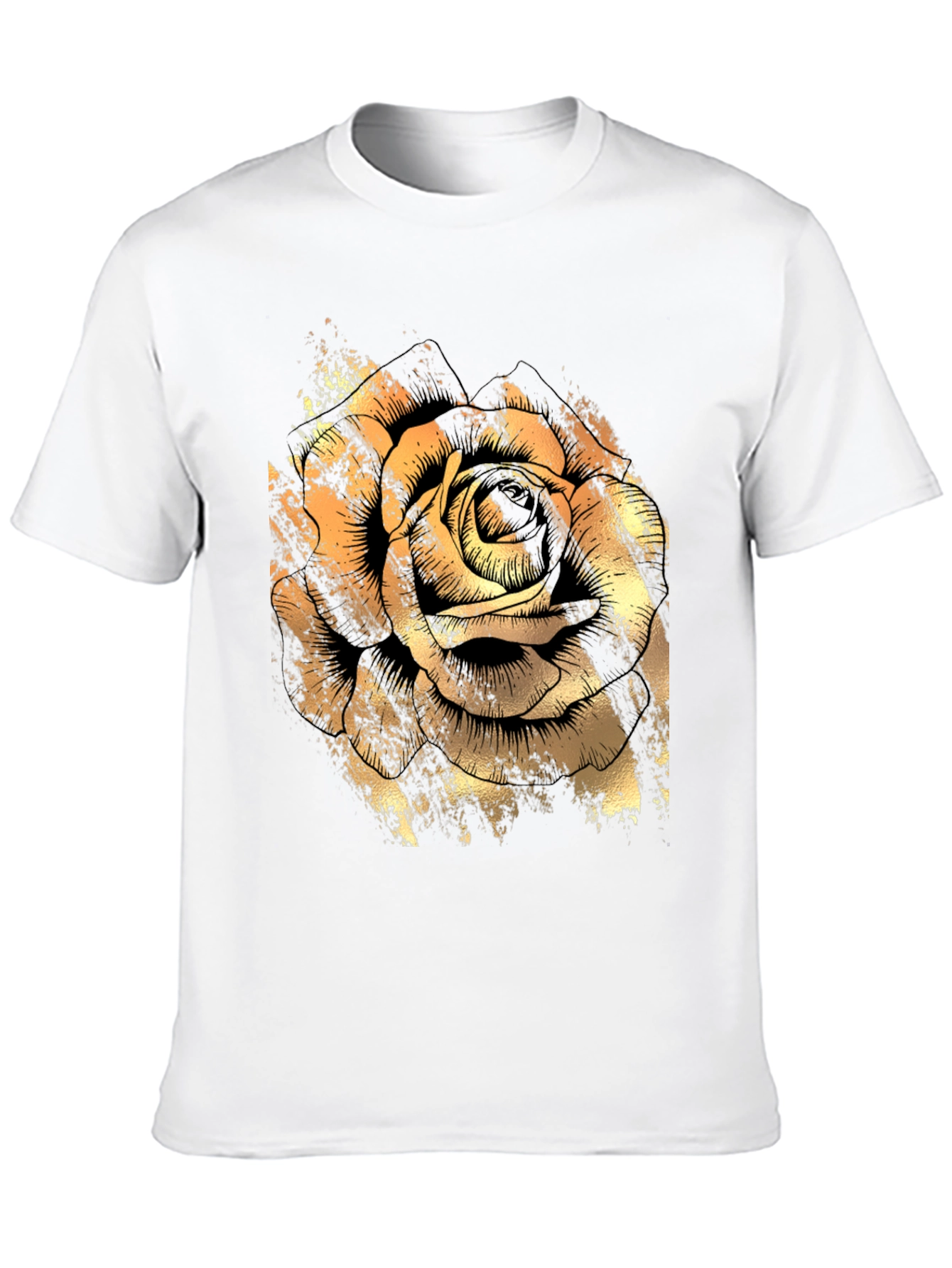 Golden Rose Graphic Black T-Shirt