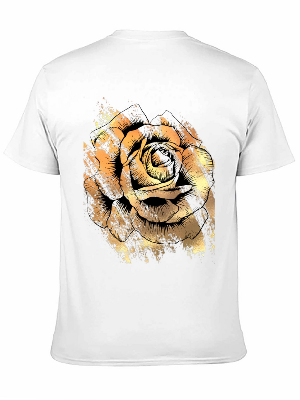 Golden Rose Graphic Black T-Shirt