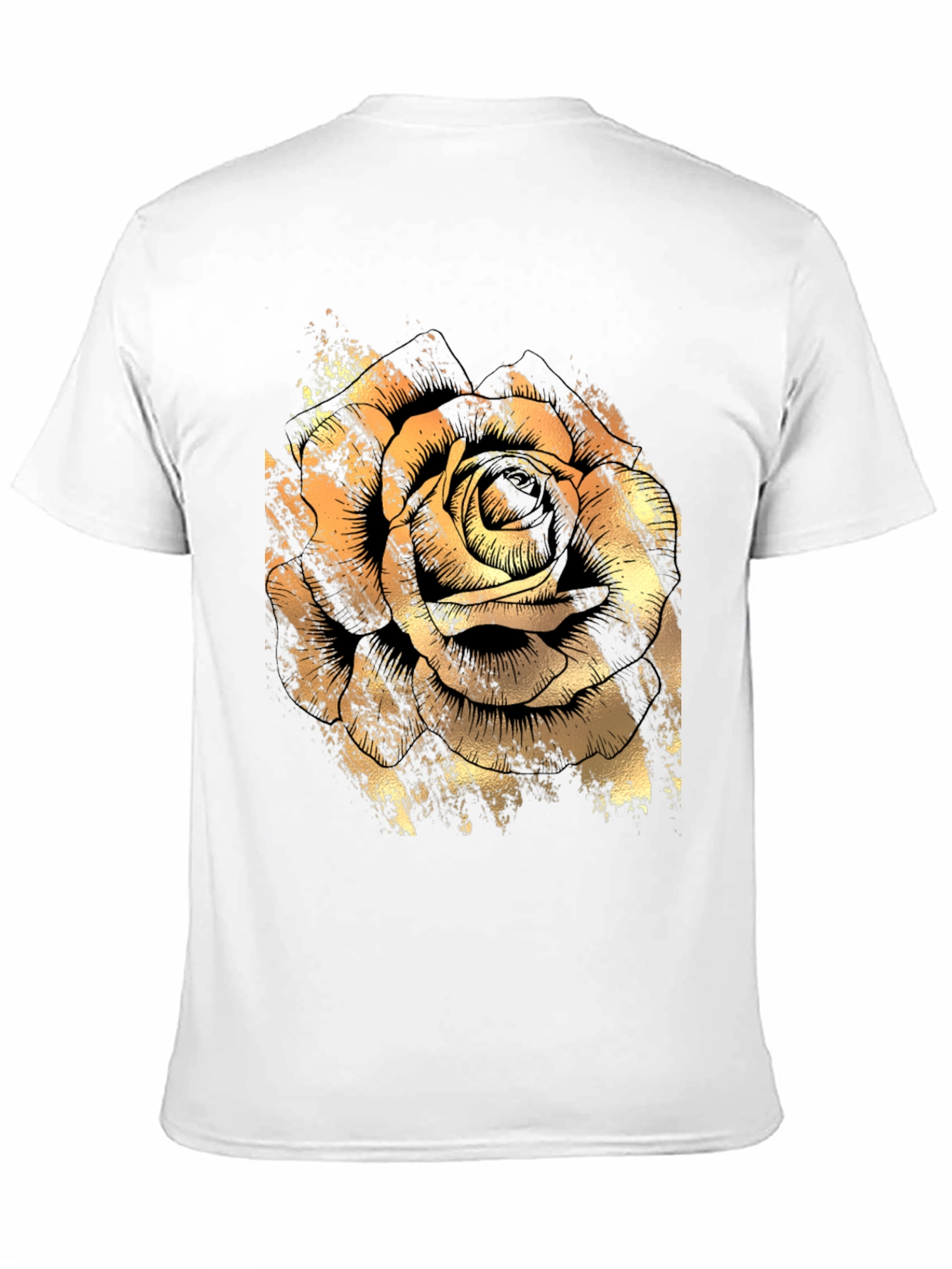 Golden Rose Graphic Black T-Shirt
