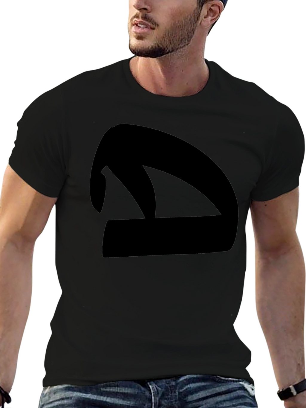 Abstract Silhouette Graphic Tee - Black Cotton Blend Shirt